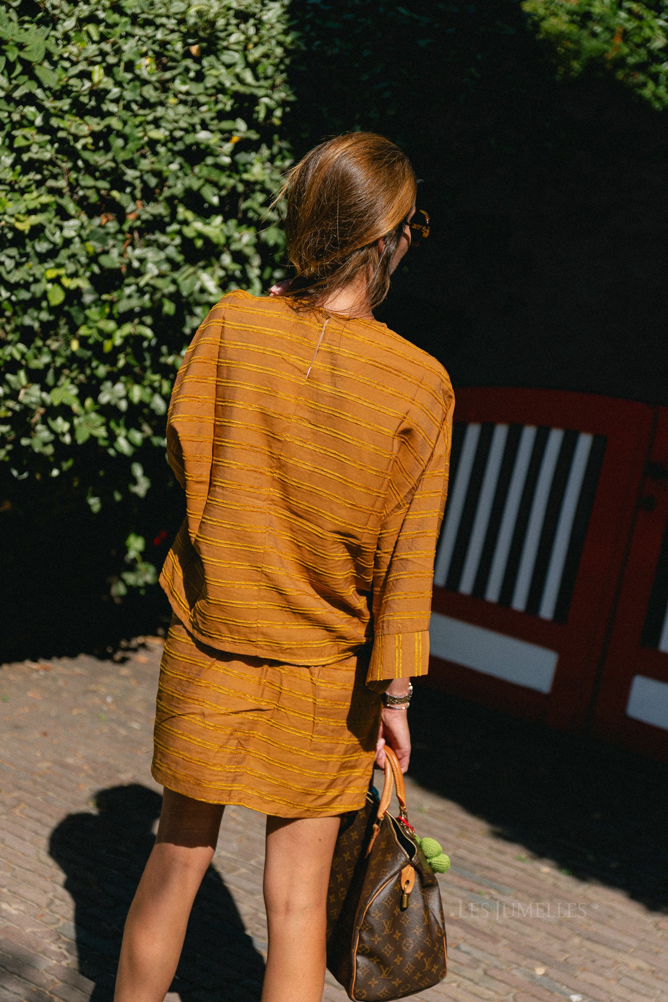 Gigi striped skirt golden brown
