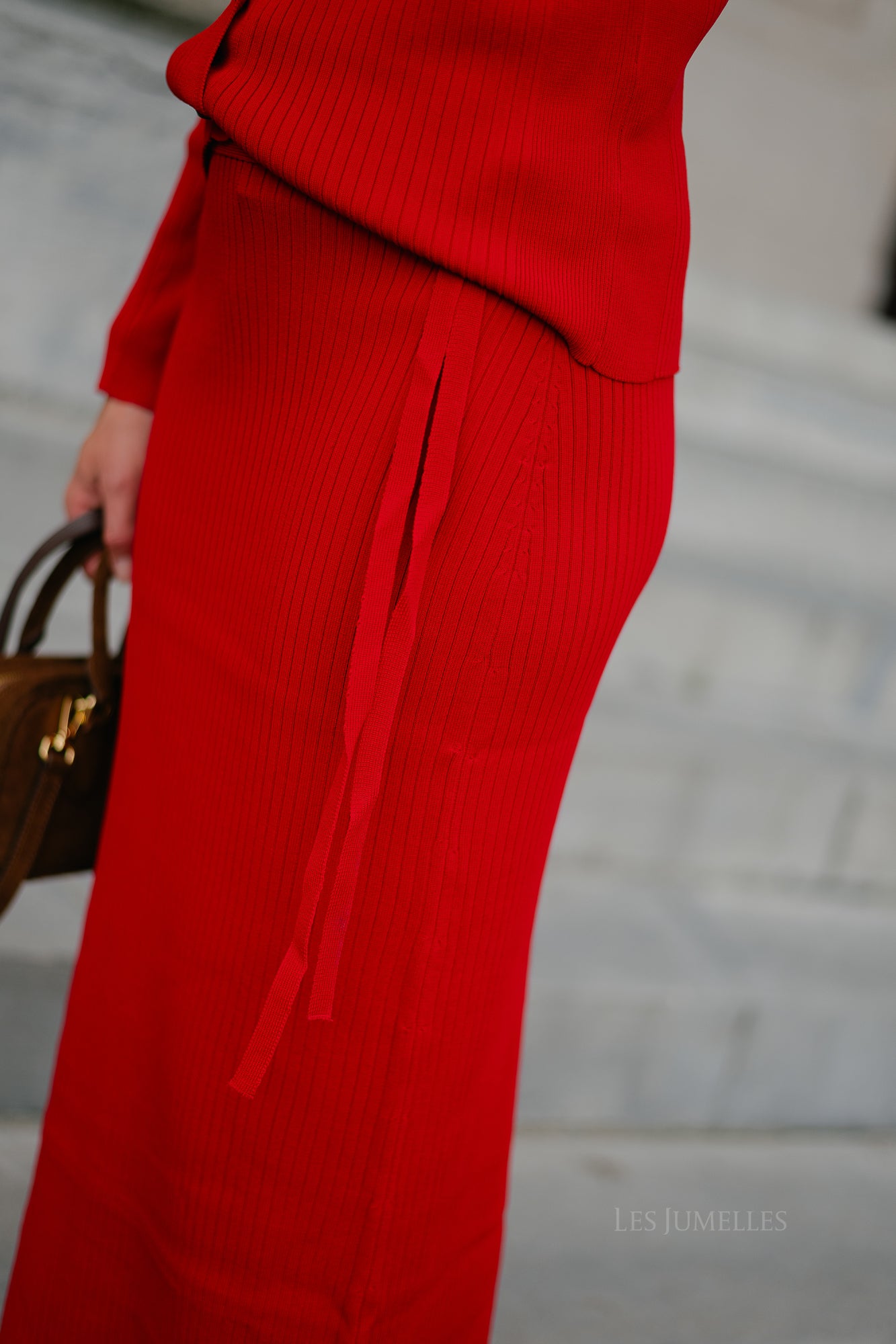 SLFCarly MW knit ankle skirt equestrian red
