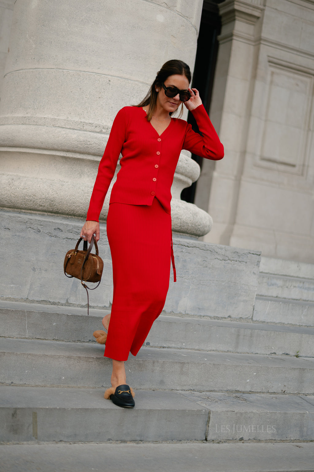 SLFCarly LS knit cardigan equestrian red