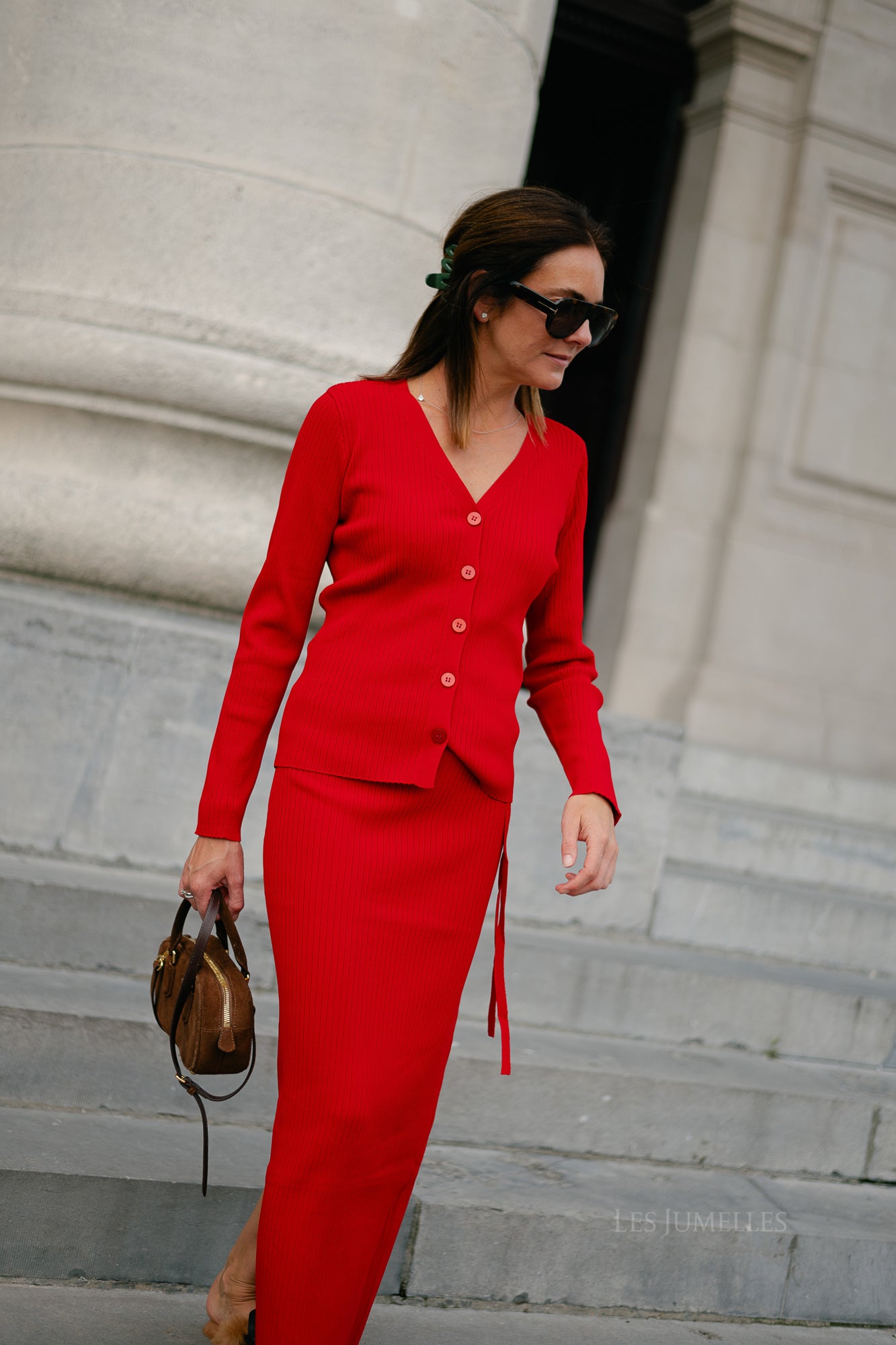 SLFCarly LS knit cardigan equestrian red