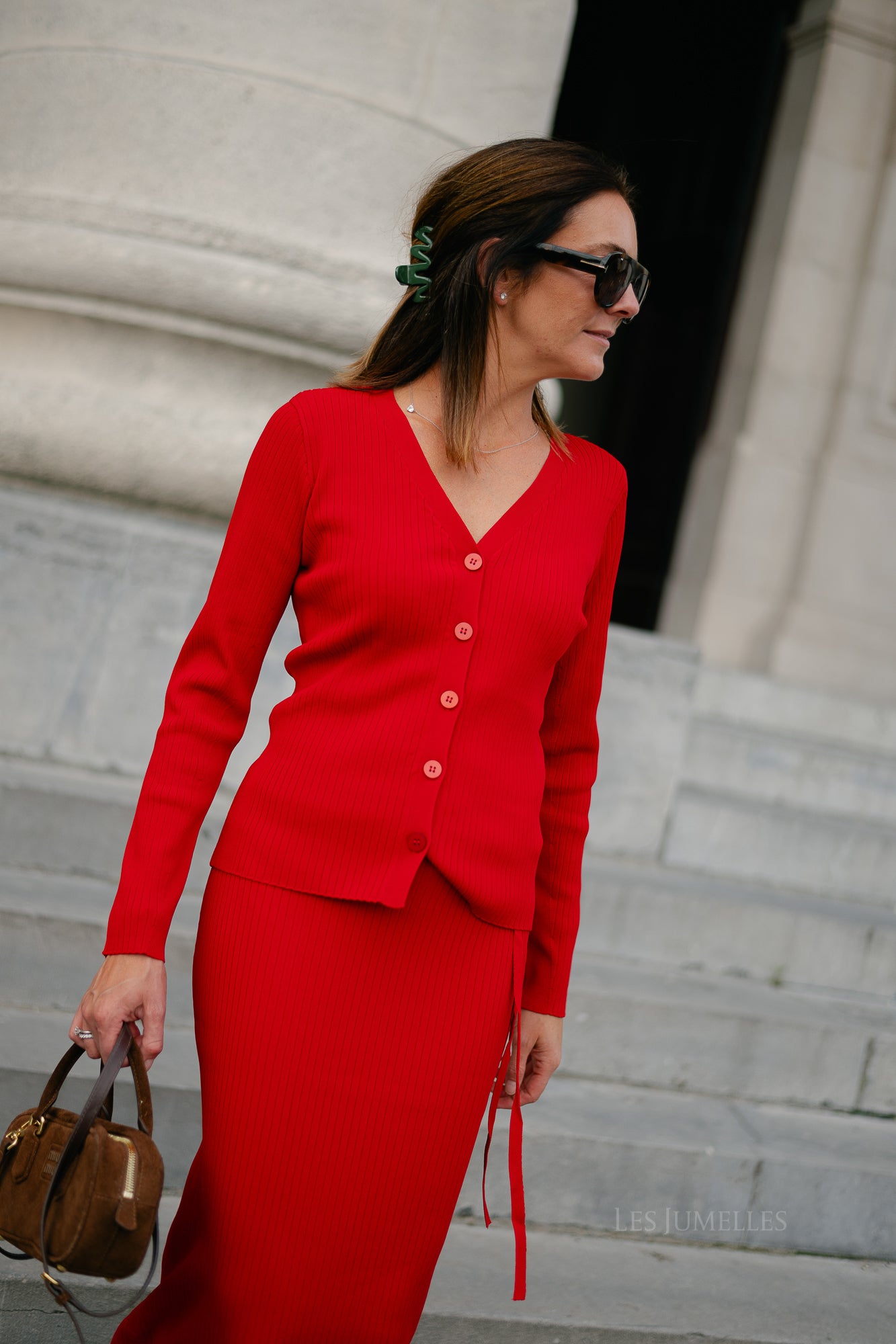 SLFCarly LS knit cardigan equestrian red