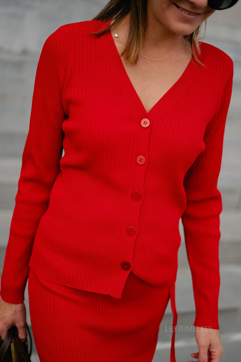 SLFCarly LS knit cardigan equestrian red