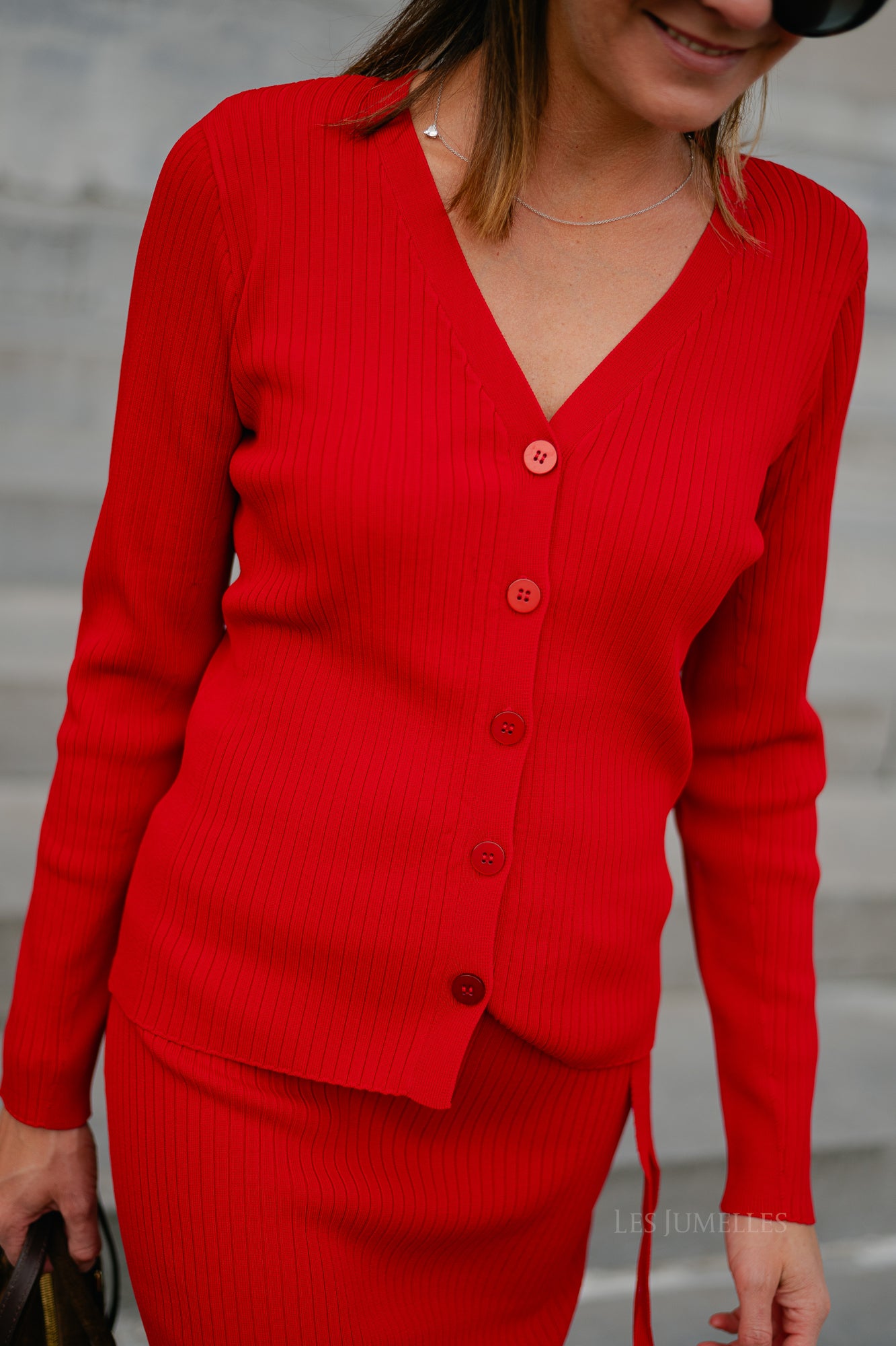 SLFCarly LS knit cardigan equestrian red