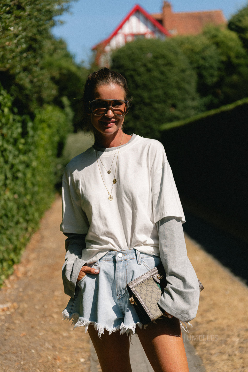 Isabeau LS T-shirt ecru/grey