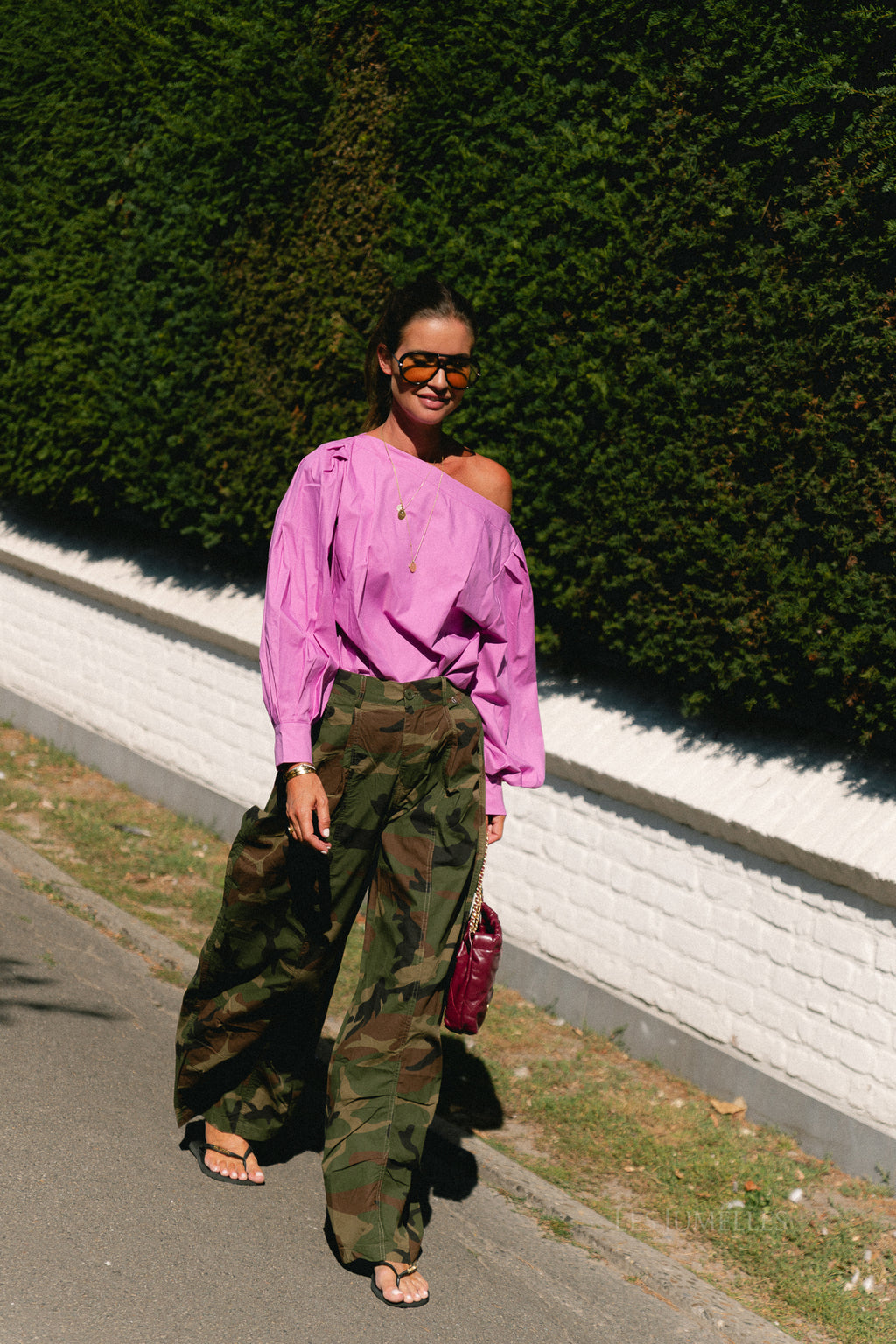 Amandine wide-leg pants camouflage print
