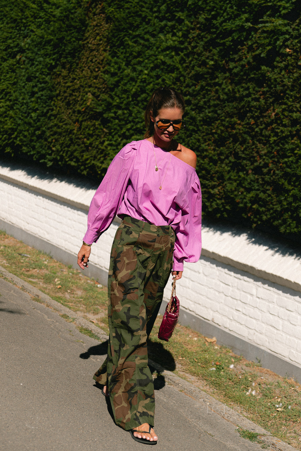 Amandine wide-leg pants camouflage print
