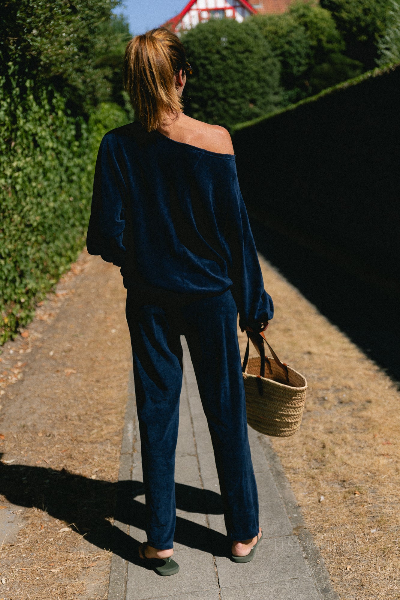 Gisele terry off-shoulder sweatshirt navy