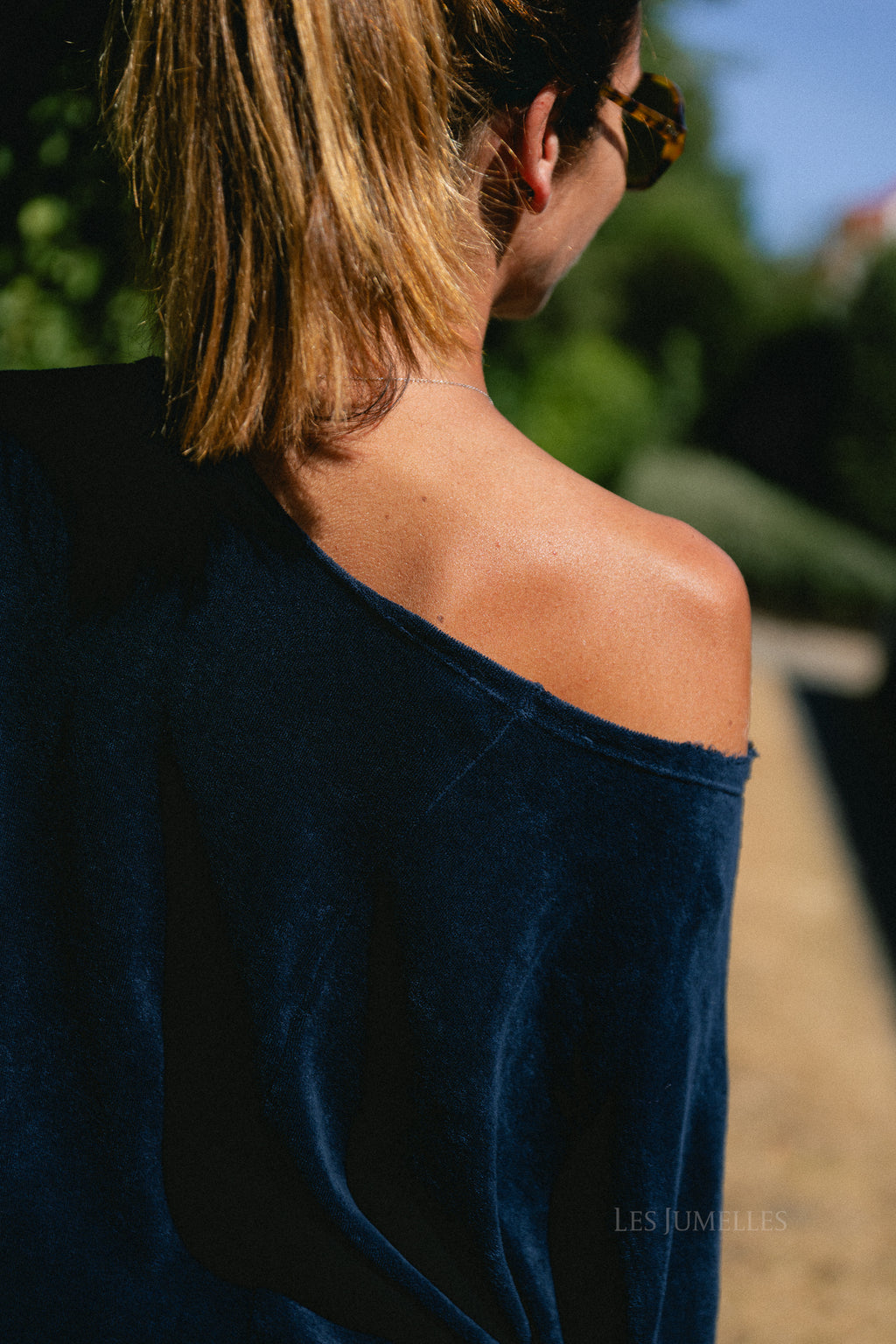 Gisele terry off-shoulder sweatshirt navy