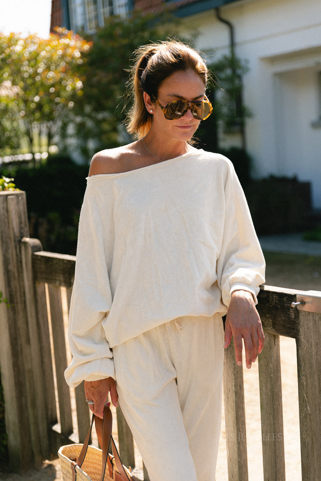 Gisele terry off-shoulder sweatshirt butter