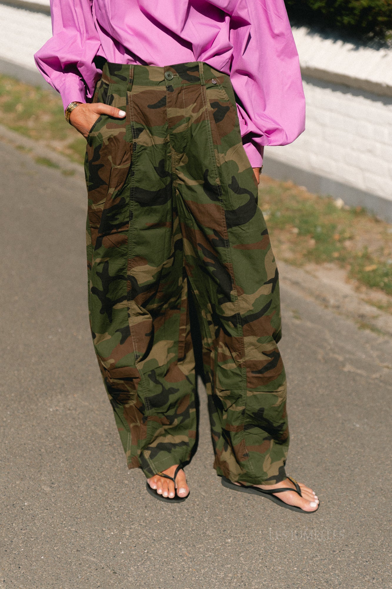 Amandine wide-leg pants camouflage print