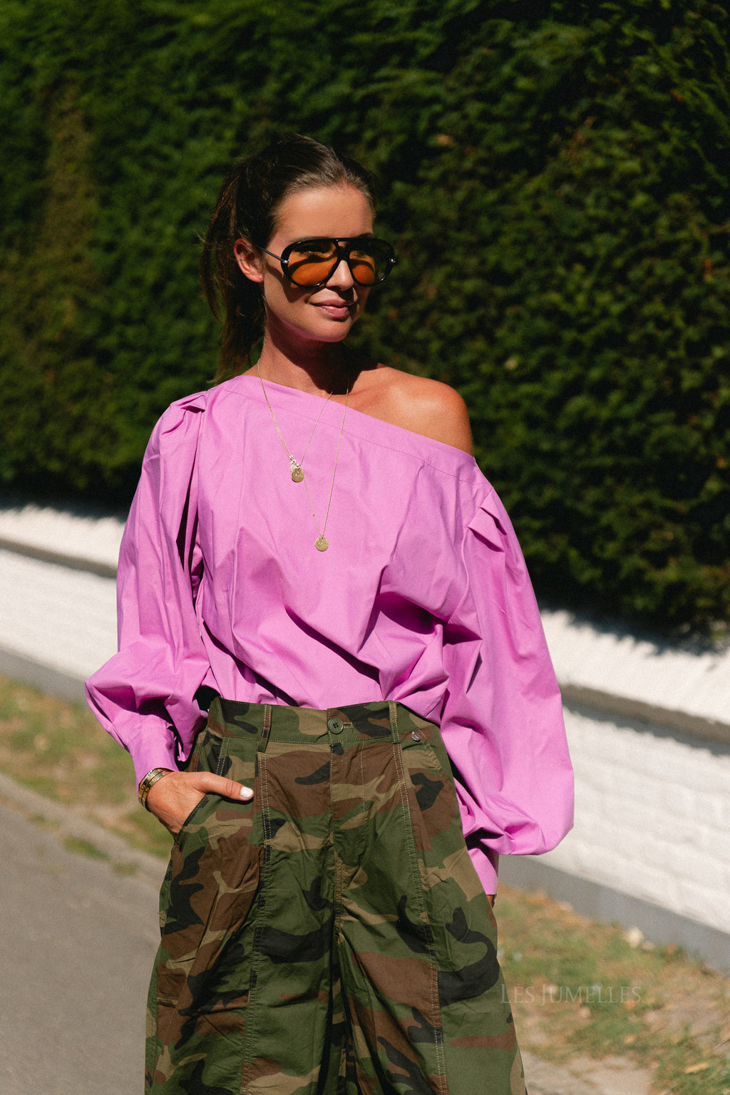 Hannah off-shoulder blouse orchid
