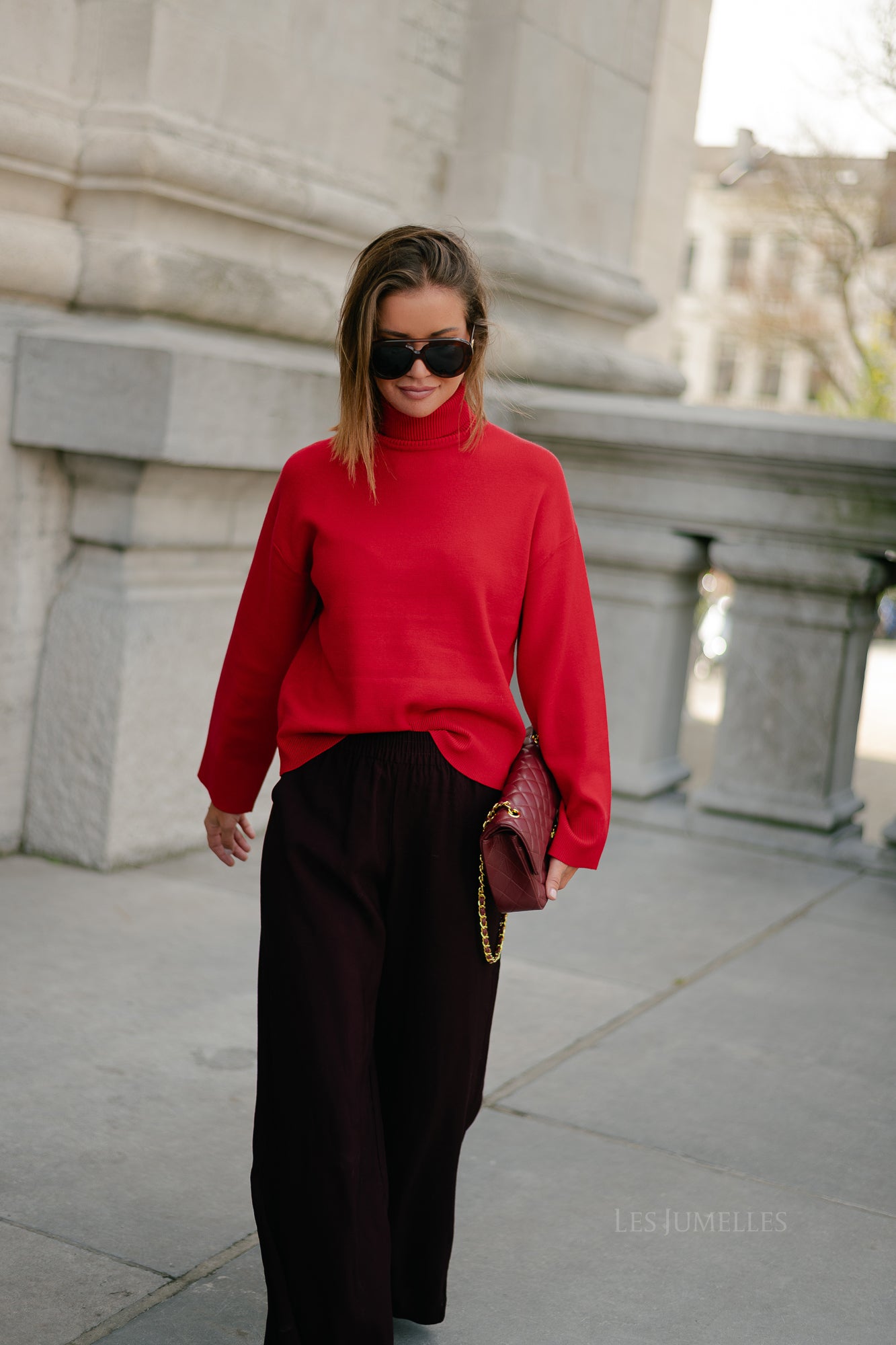 SLFKamma LS knitted roll neck equestrian red