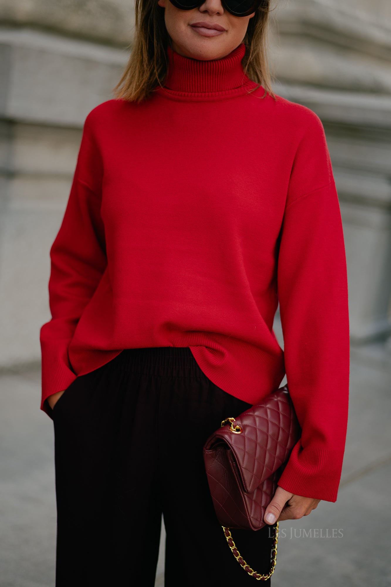 SLFKamma LS knitted roll neck equestrian red