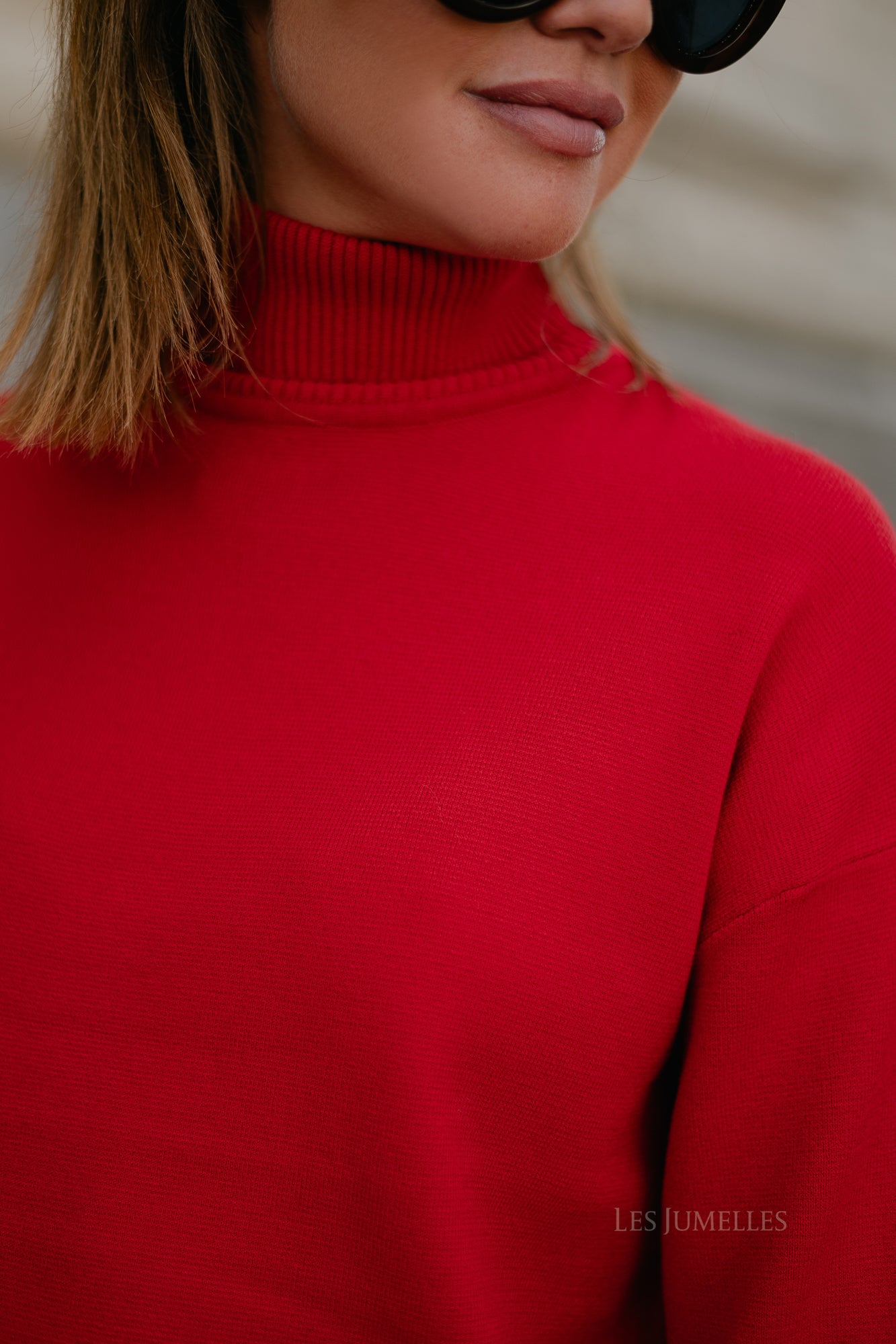 SLFKamma LS knitted roll neck equestrian red