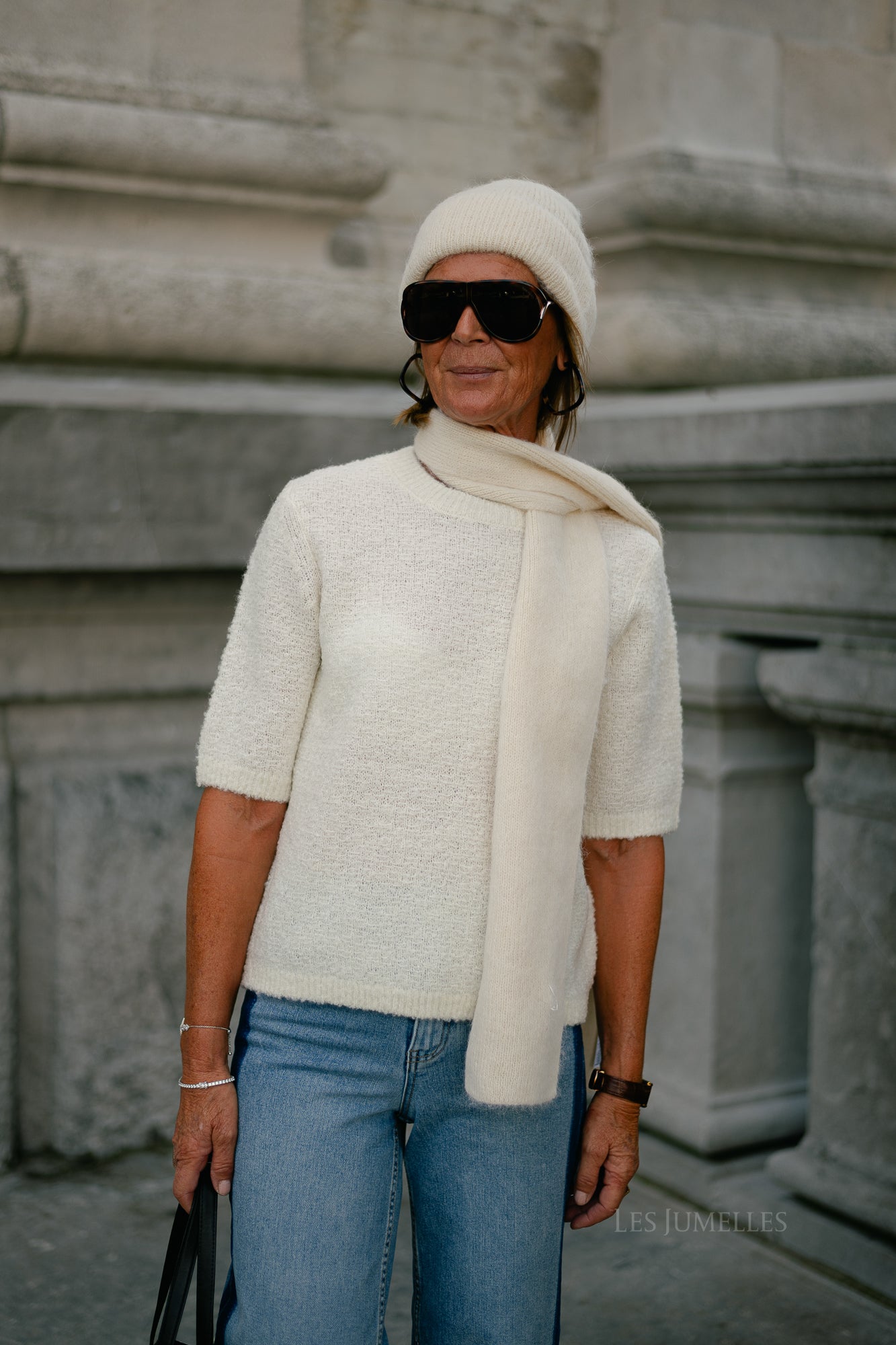 SLFLelou 2/4 knit O-neck snow white