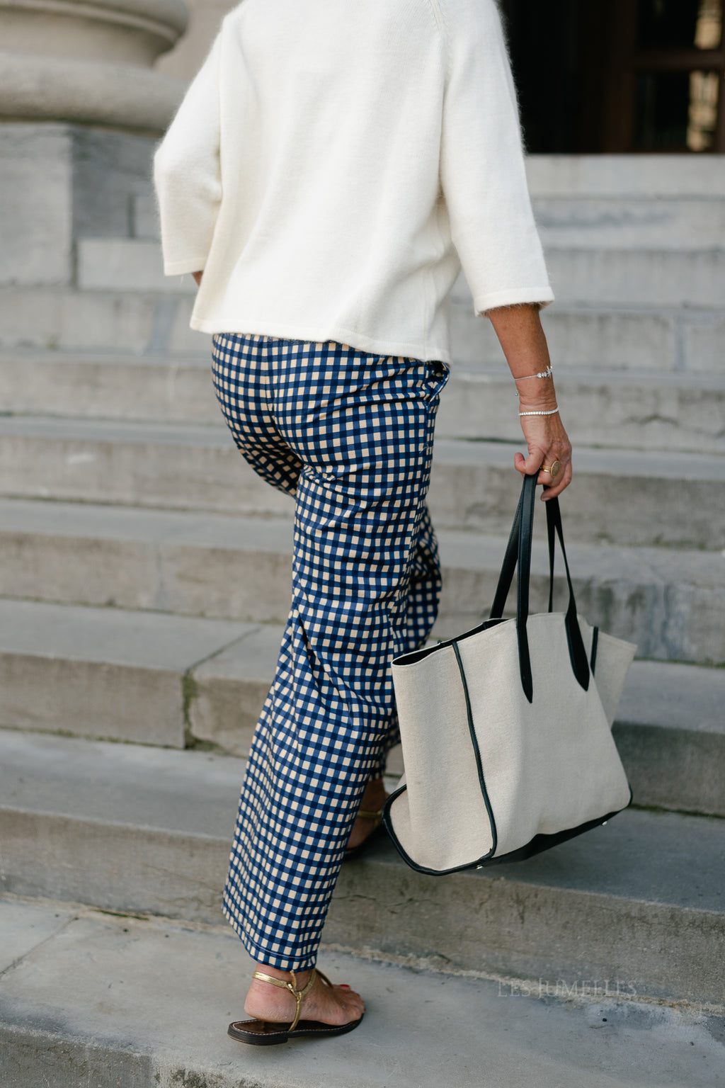 Nyla checkered pants dark sapphire