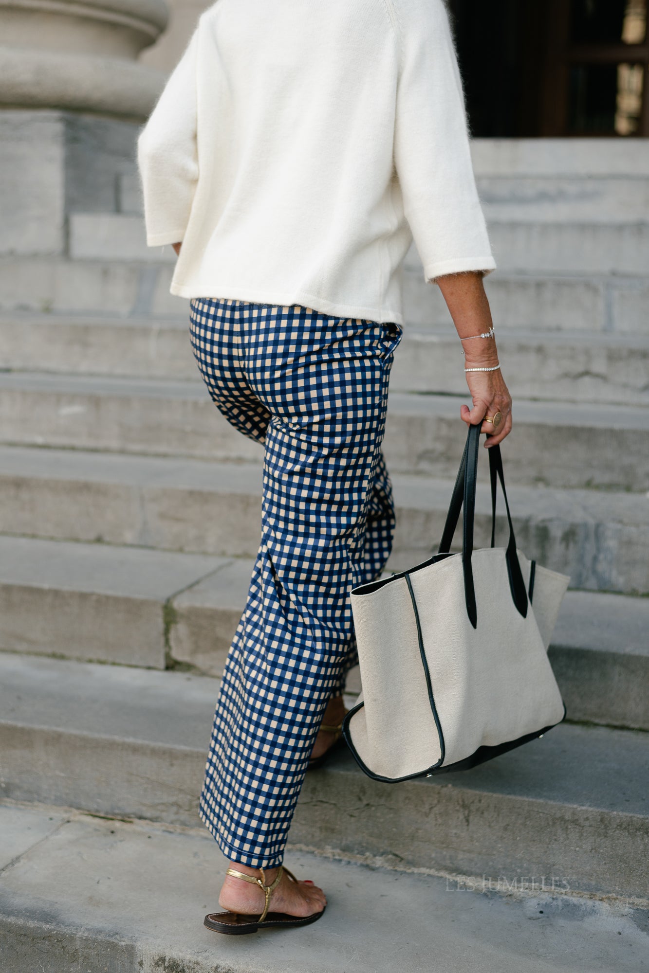 Nyla checkered pants dark sapphire