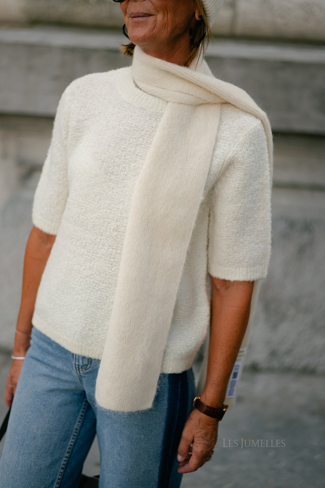 SLFLelou 2/4 knit O-neck snow white