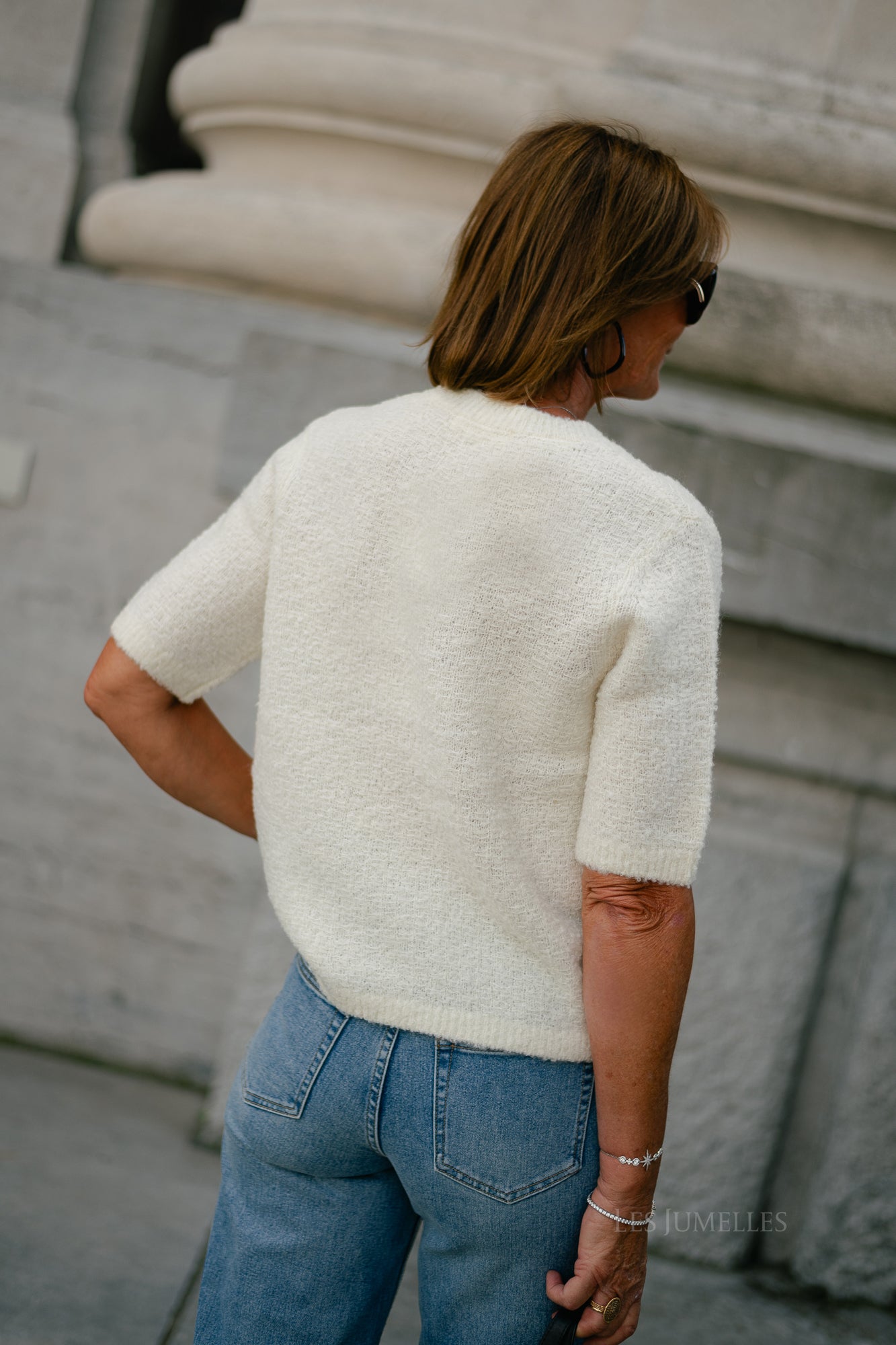 SLFLelou 2/4 knit O-neck snow white