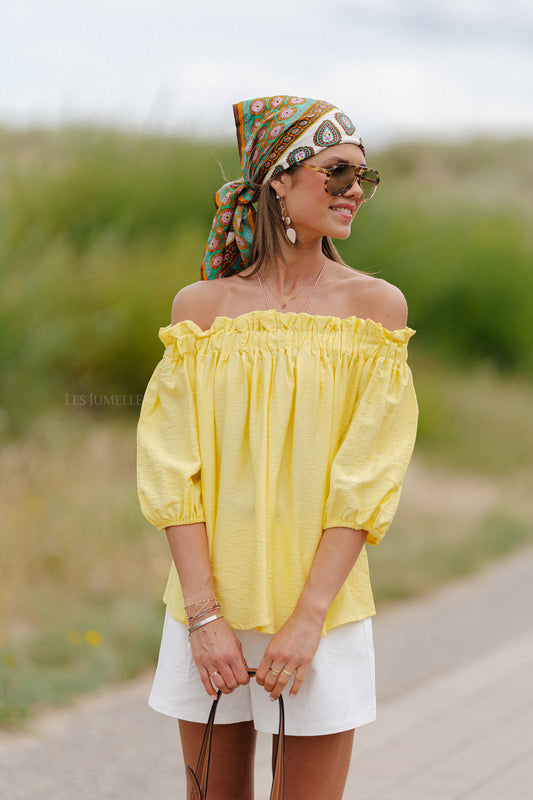 Les Jumelles Anabel Off-Shoulder Bluse Gelb