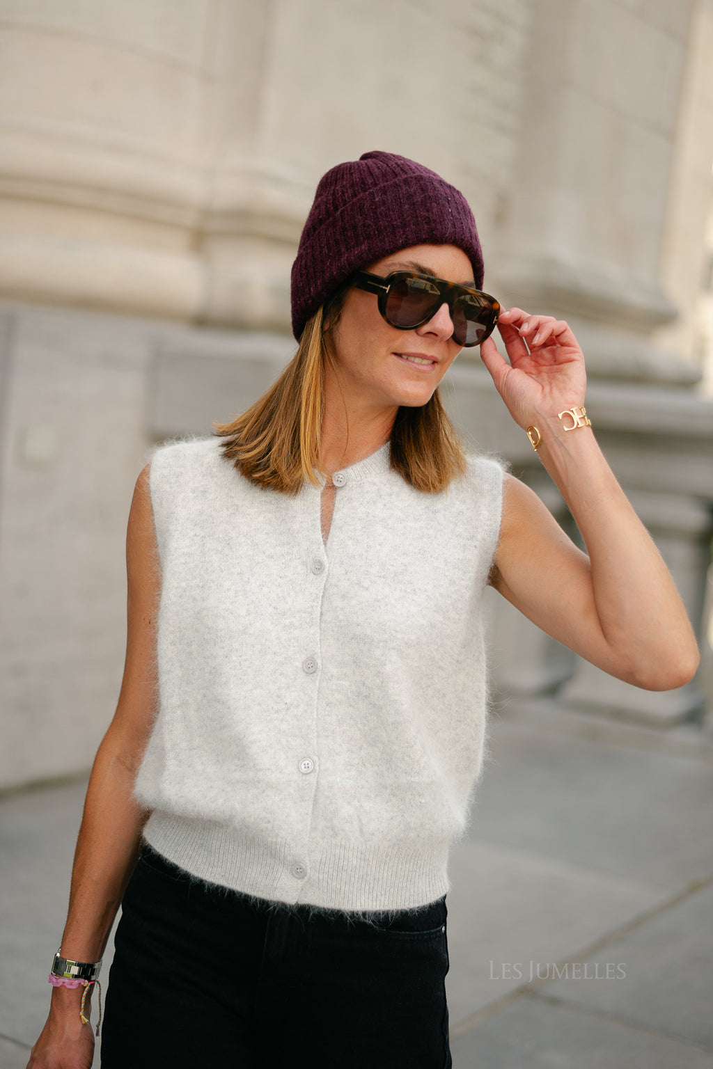 Ava gilet light grey melange