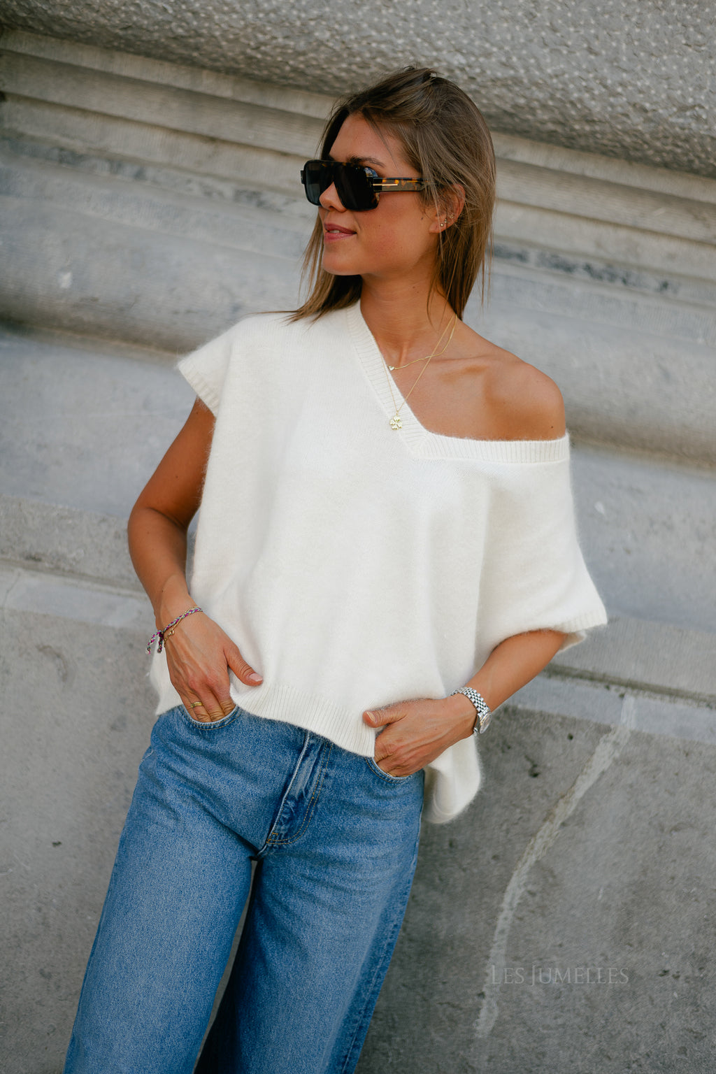 Georgine knitted vest ecru