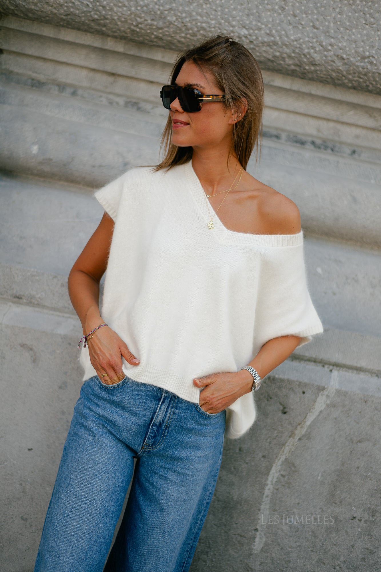 Georgine knitted vest ecru