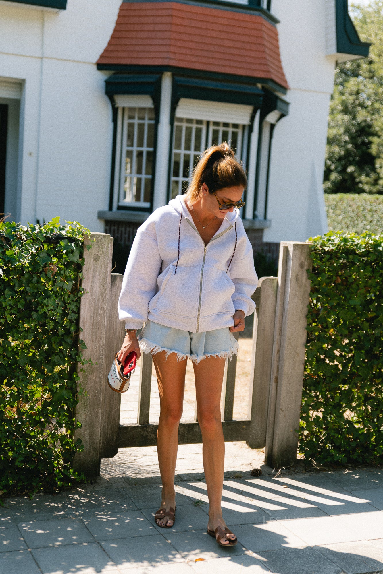 Les Jumelles hooded sweatshirt light grey melange