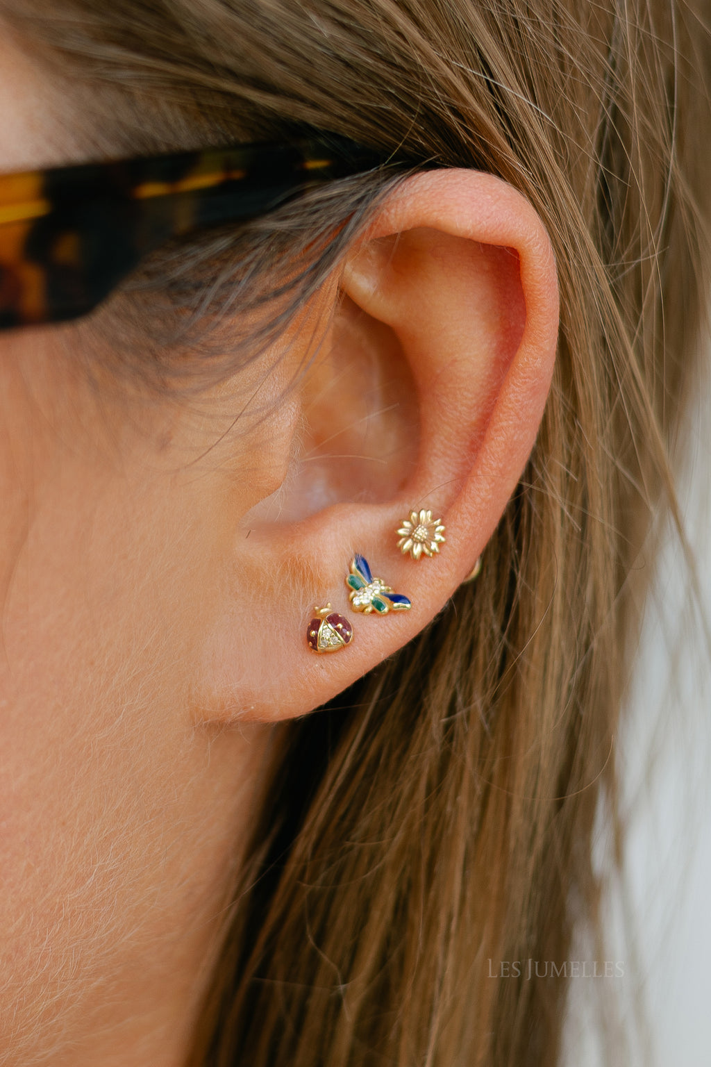 Single lady bug stud gold plated