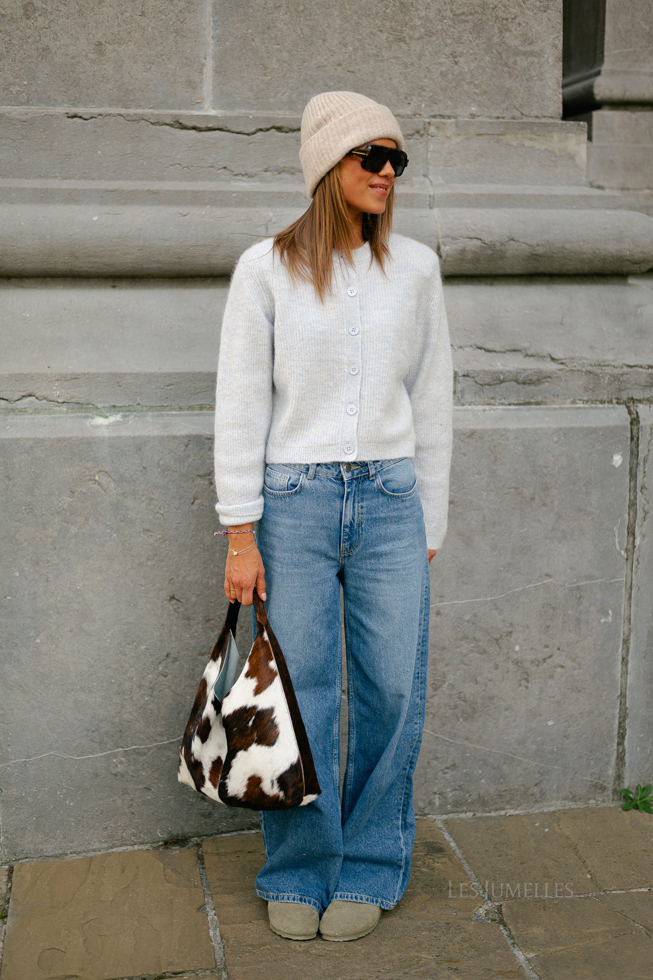 SLFSia LS knit cropped cardigan ancient water