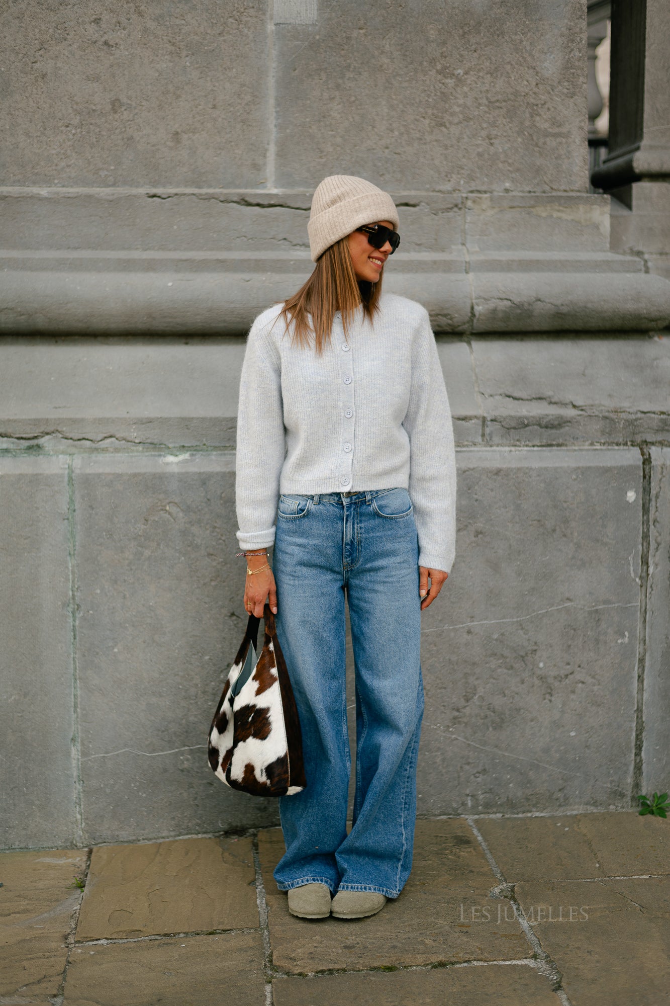SLFSia LS knit cropped cardigan ancient water