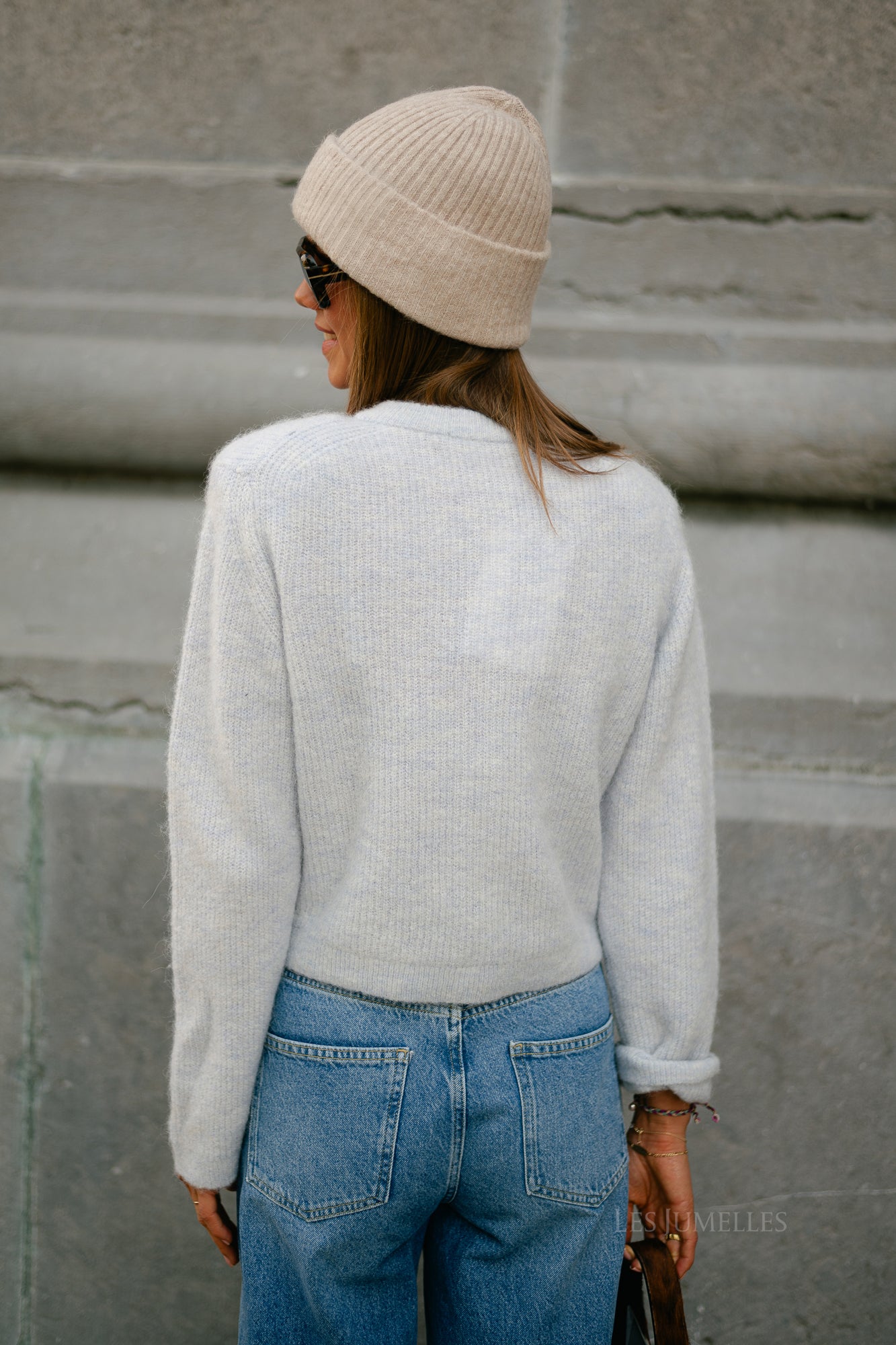 SLFSia LS knit cropped cardigan ancient water
