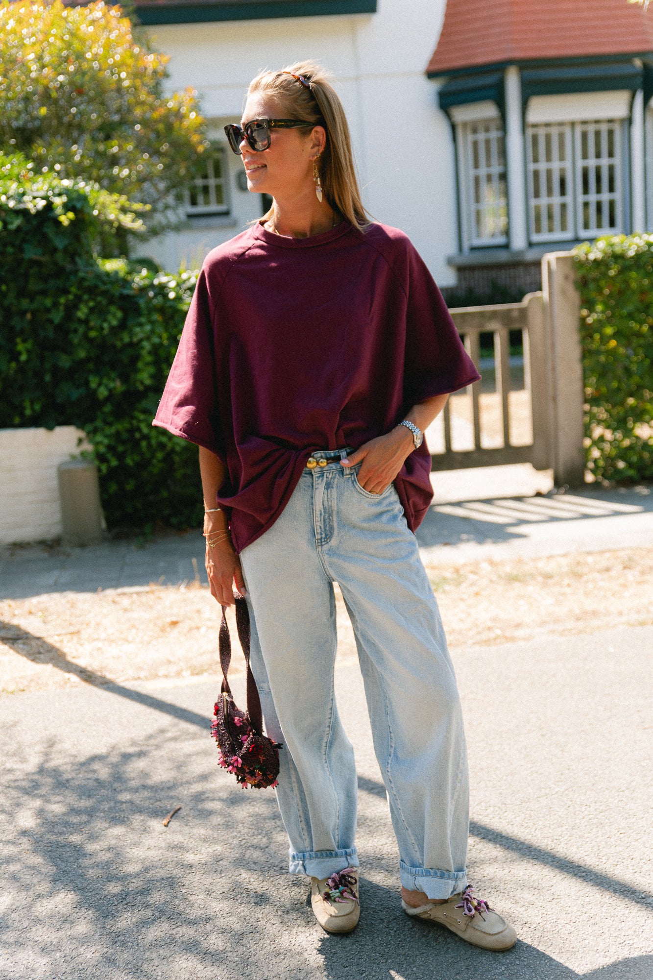 Cassie oversized T-shirt burgundy