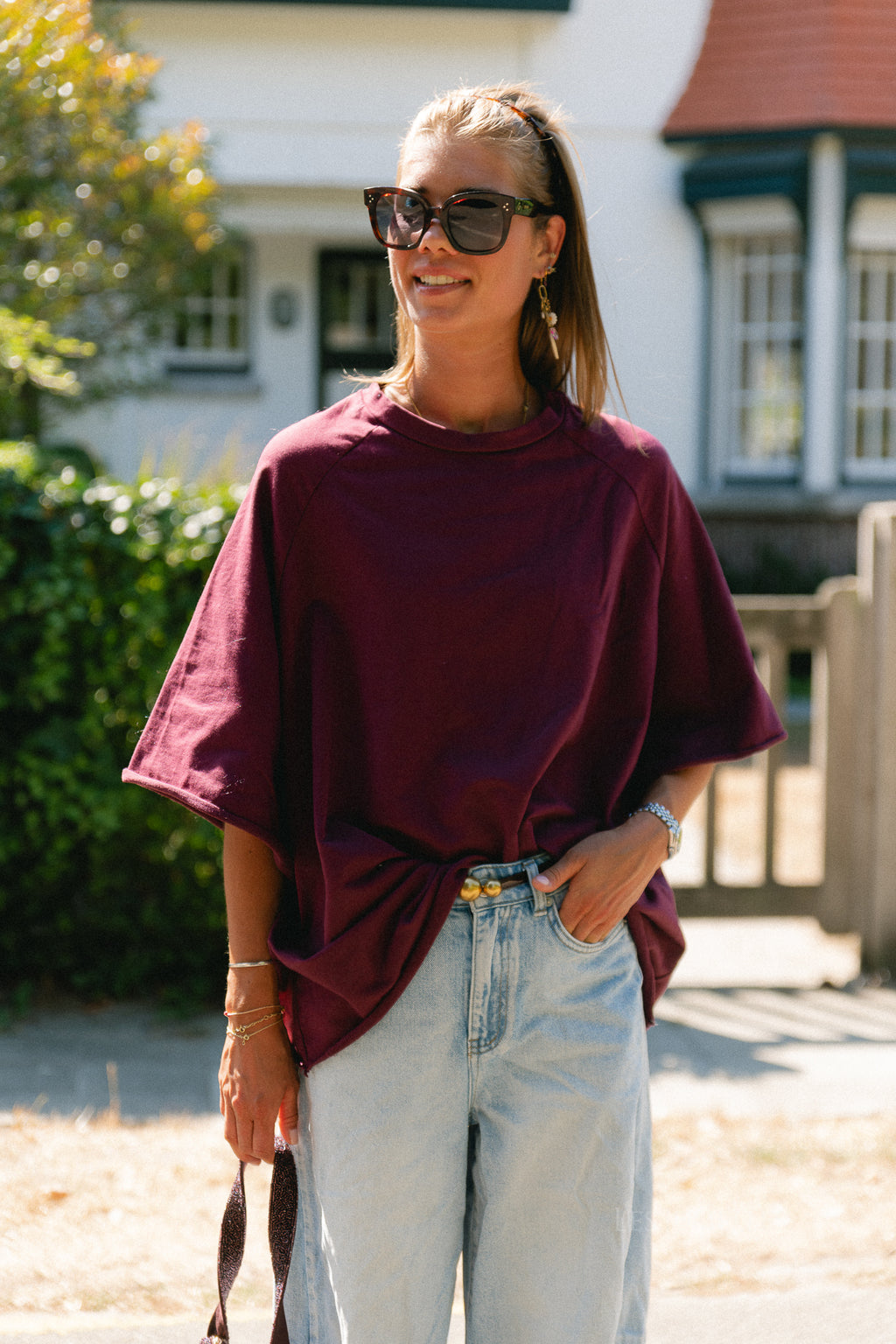Cassie oversized T-shirt burgundy