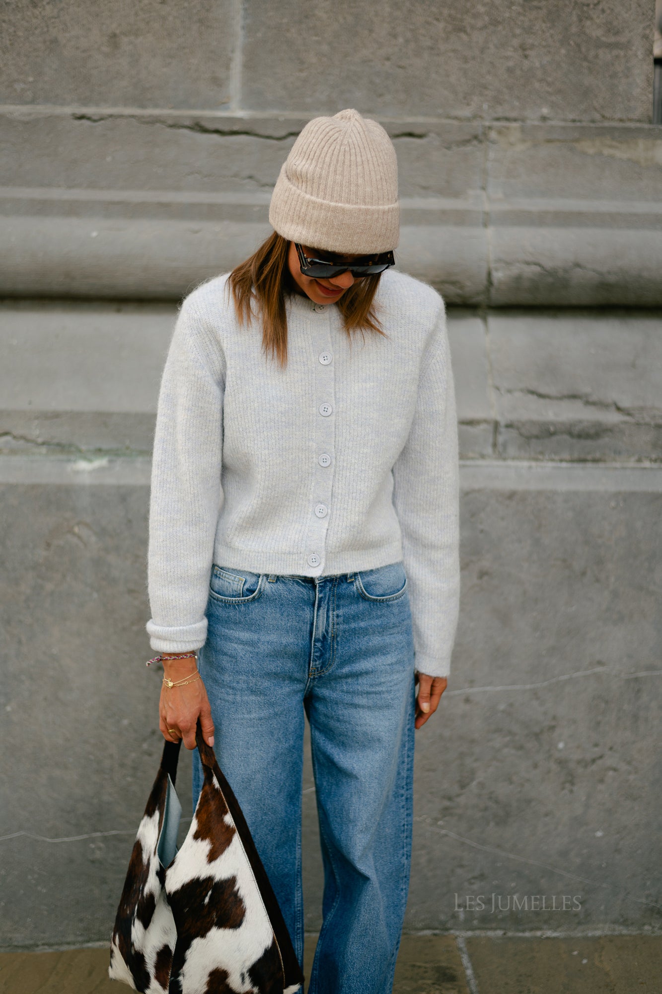 SLFSia LS knit cropped cardigan ancient water