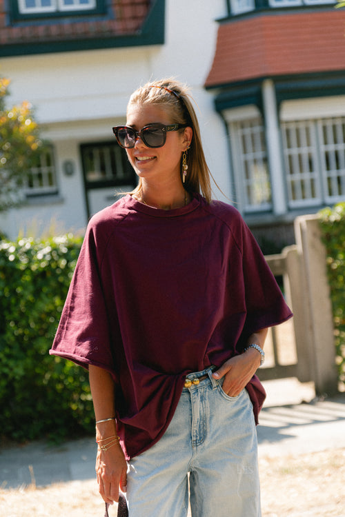 Cassie oversized T-shirt burgundy