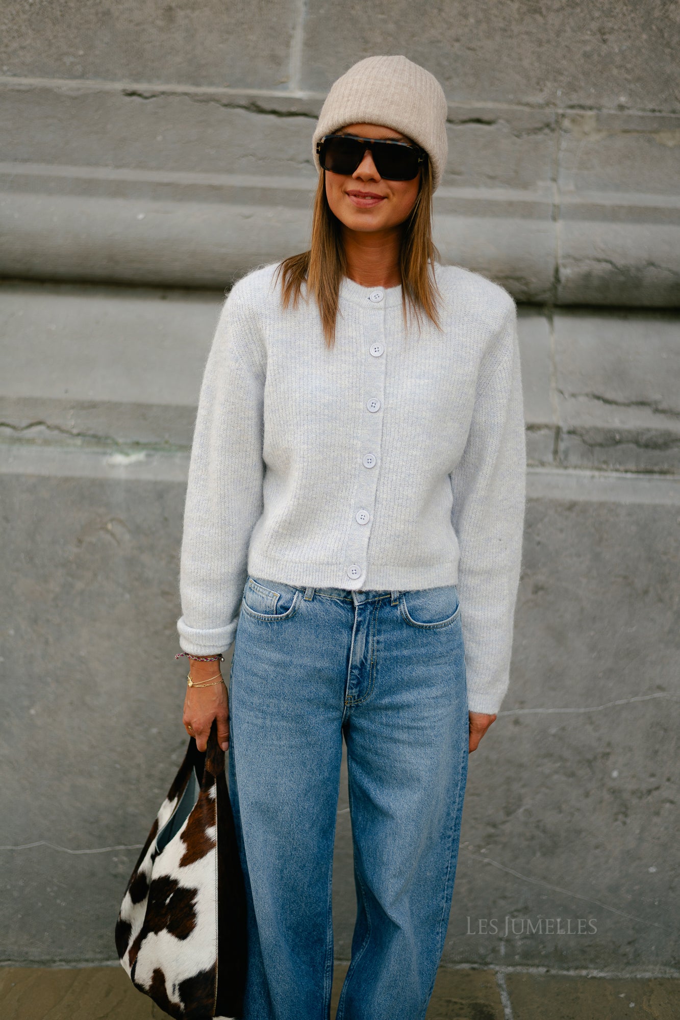 SLFSia LS knit cropped cardigan ancient water