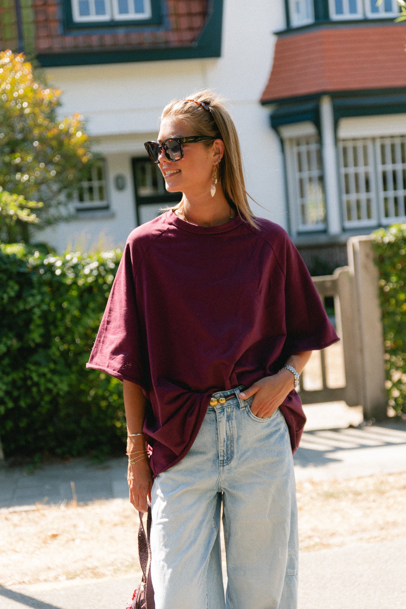 Cassie oversized T-shirt burgundy