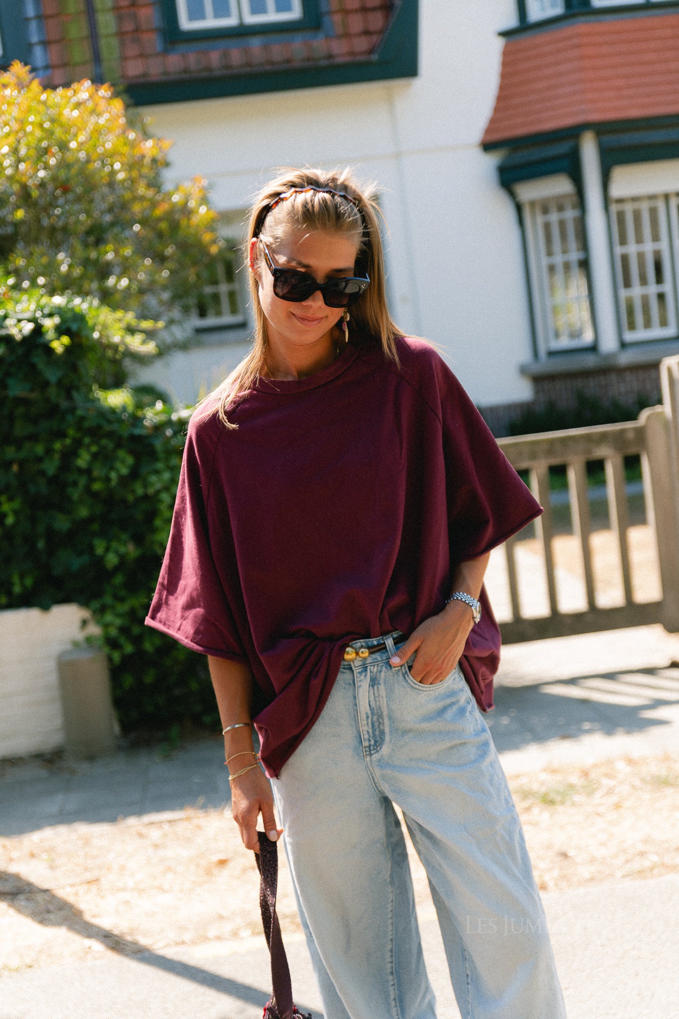 Cassie oversized T-shirt burgundy