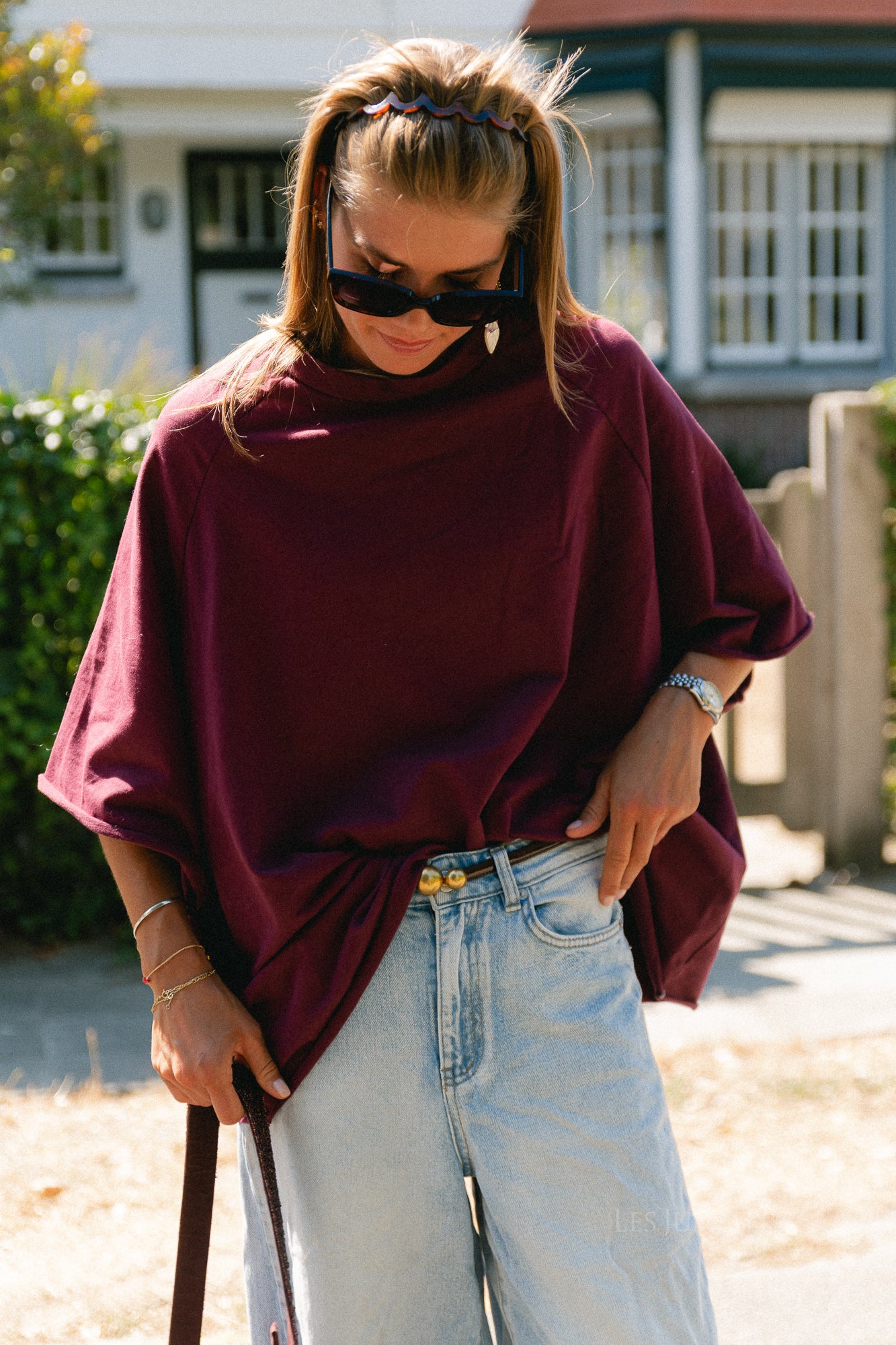 Cassie oversized T-shirt burgundy
