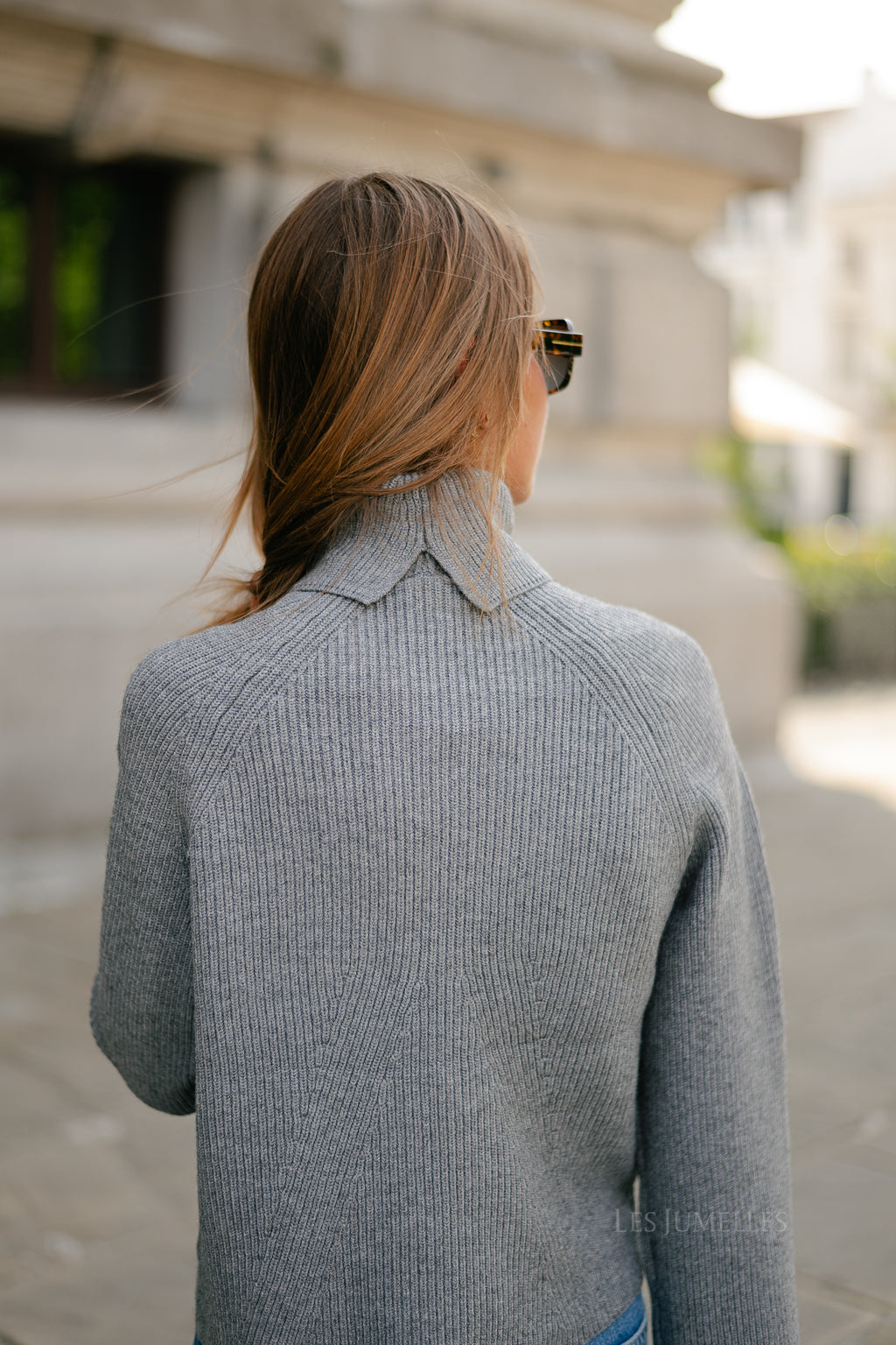 OBJViola LS LO rollneck knit medium grey melange