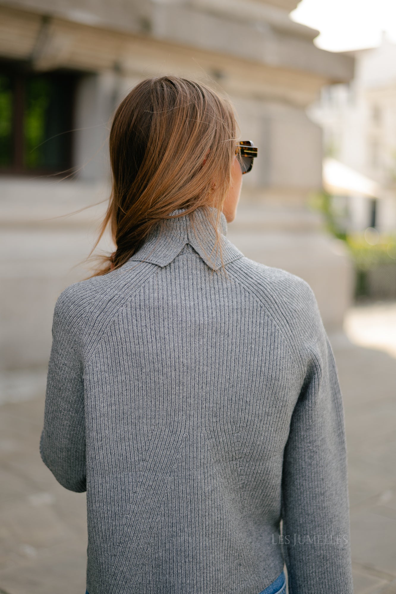 OBJViola LS LO rollneck knit medium grey melange