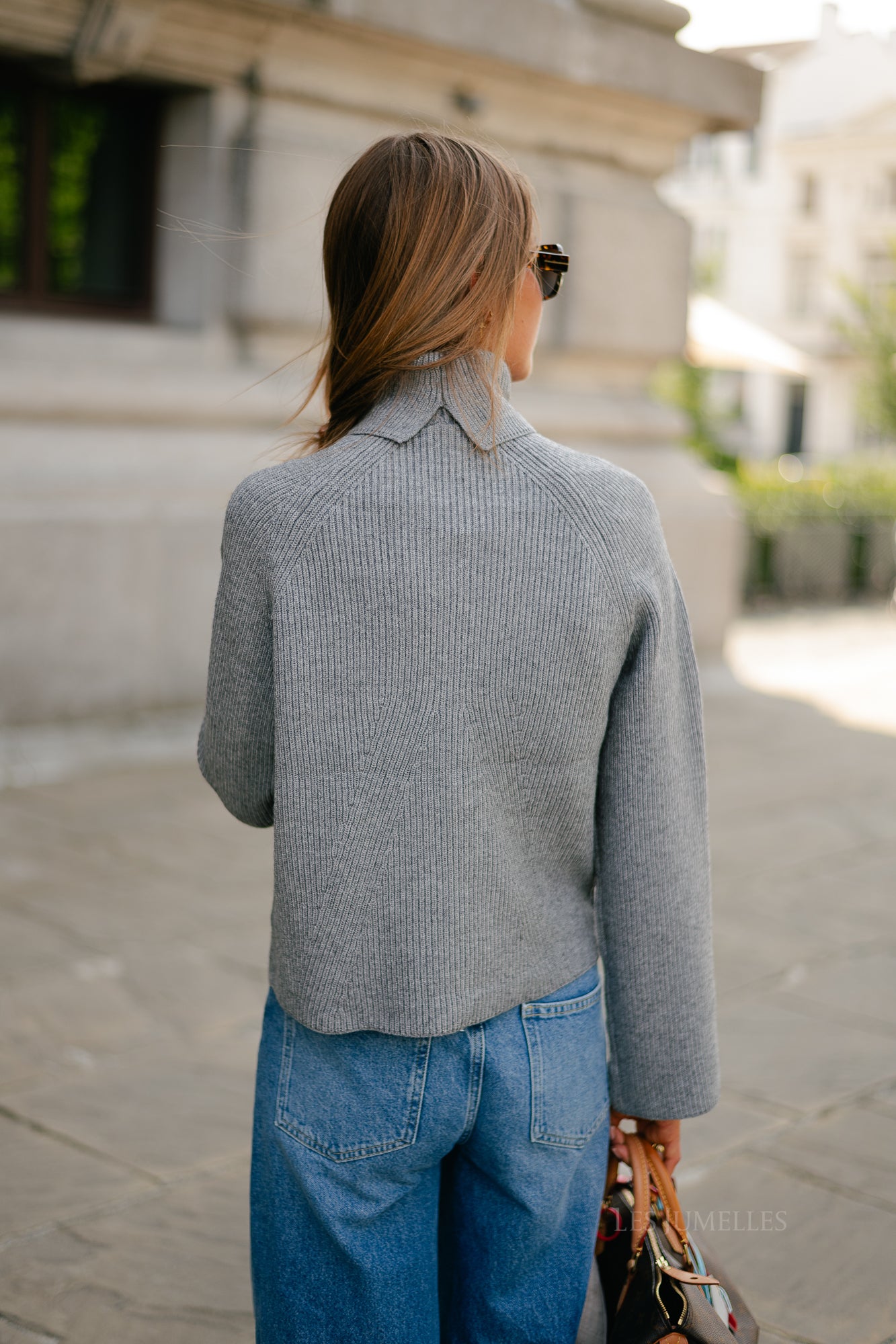 OBJViola LS LO rollneck knit medium grey melange