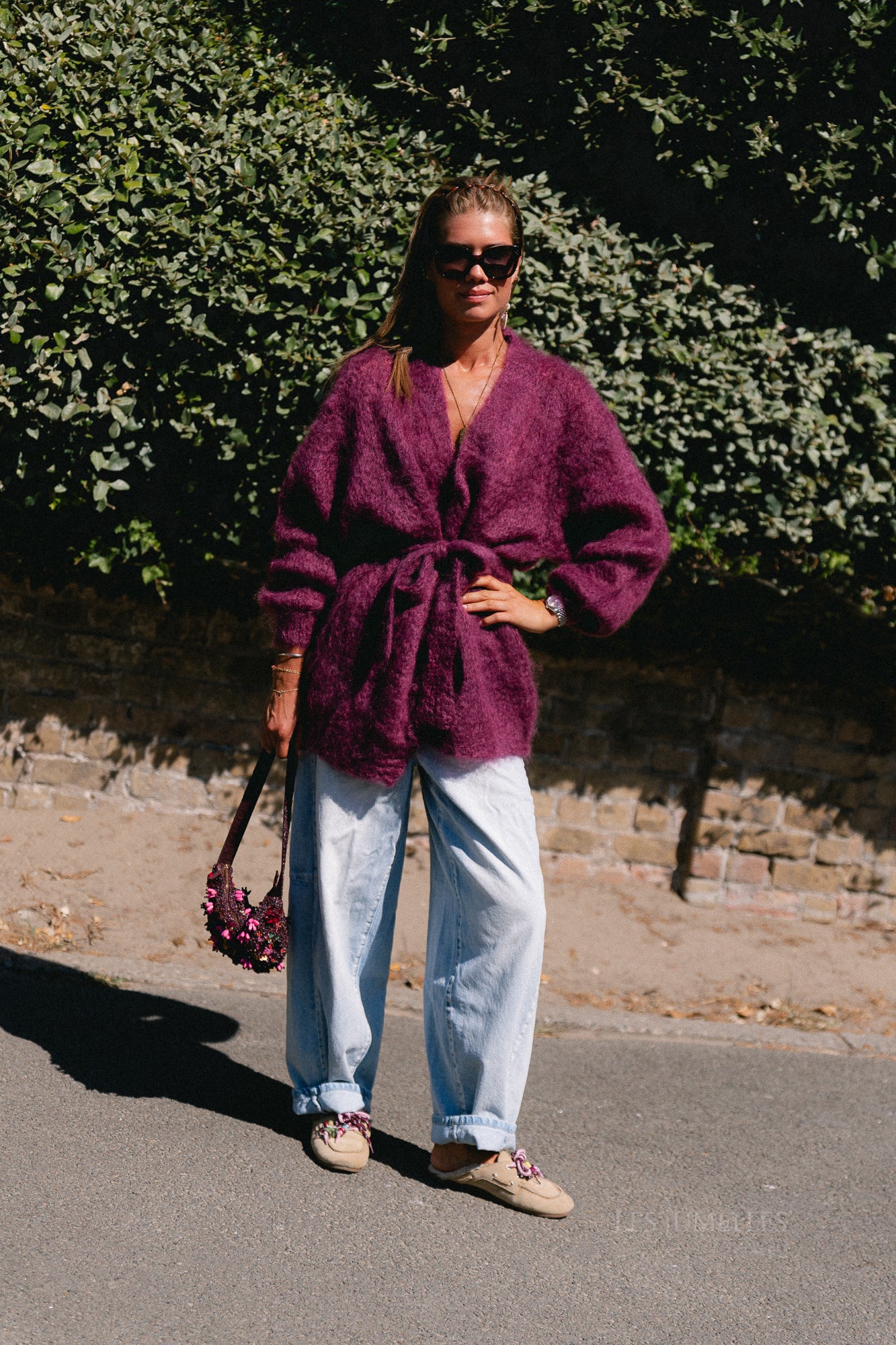 Aline LS knitted cardigan burgundy