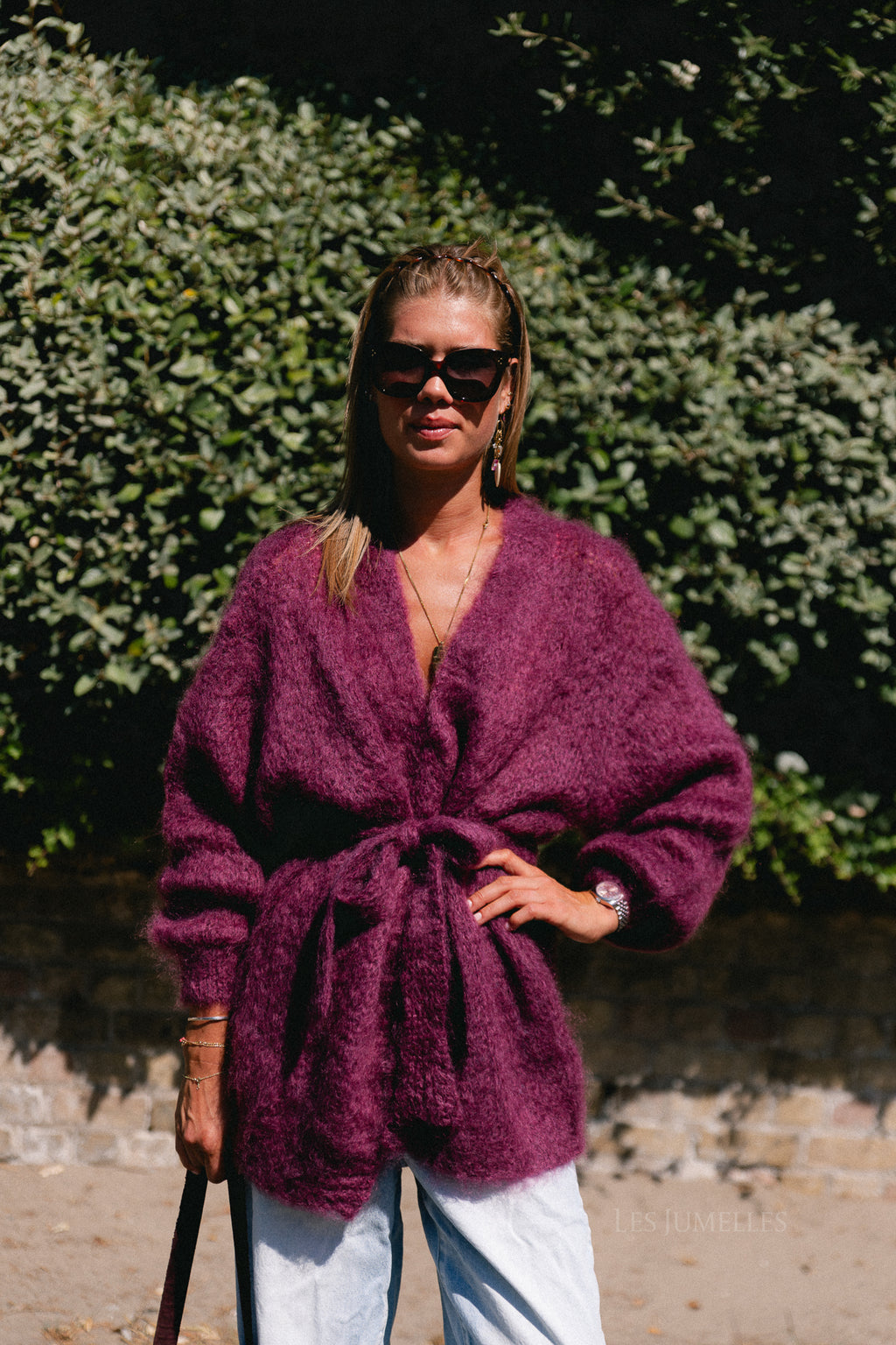 Aline LS knitted cardigan burgundy