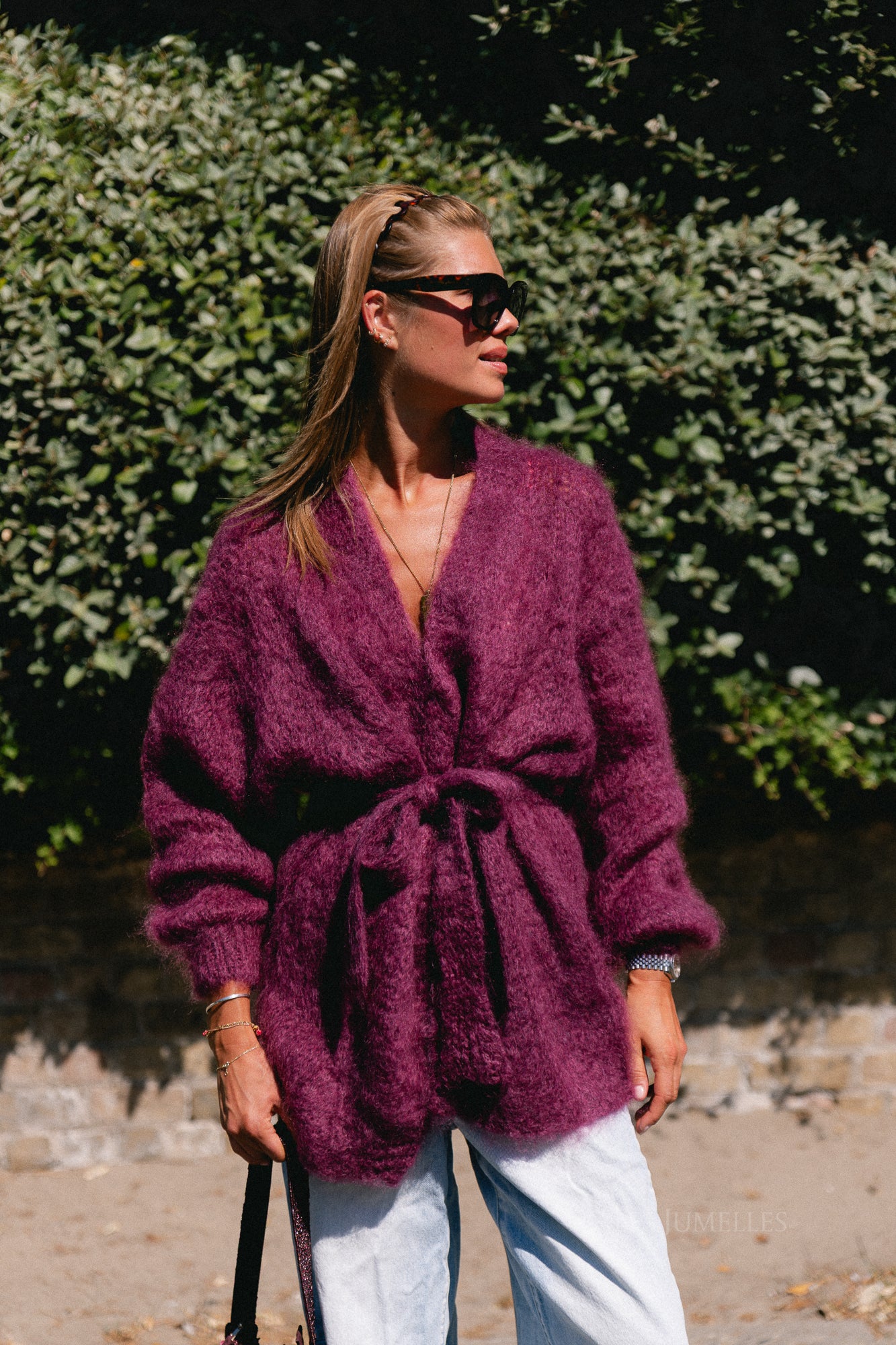 Aline LS knitted cardigan burgundy