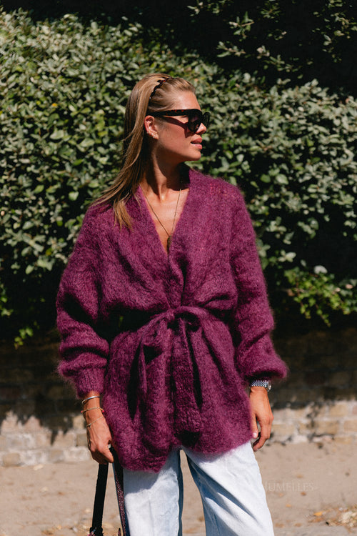 Aline LS knitted cardigan burgundy