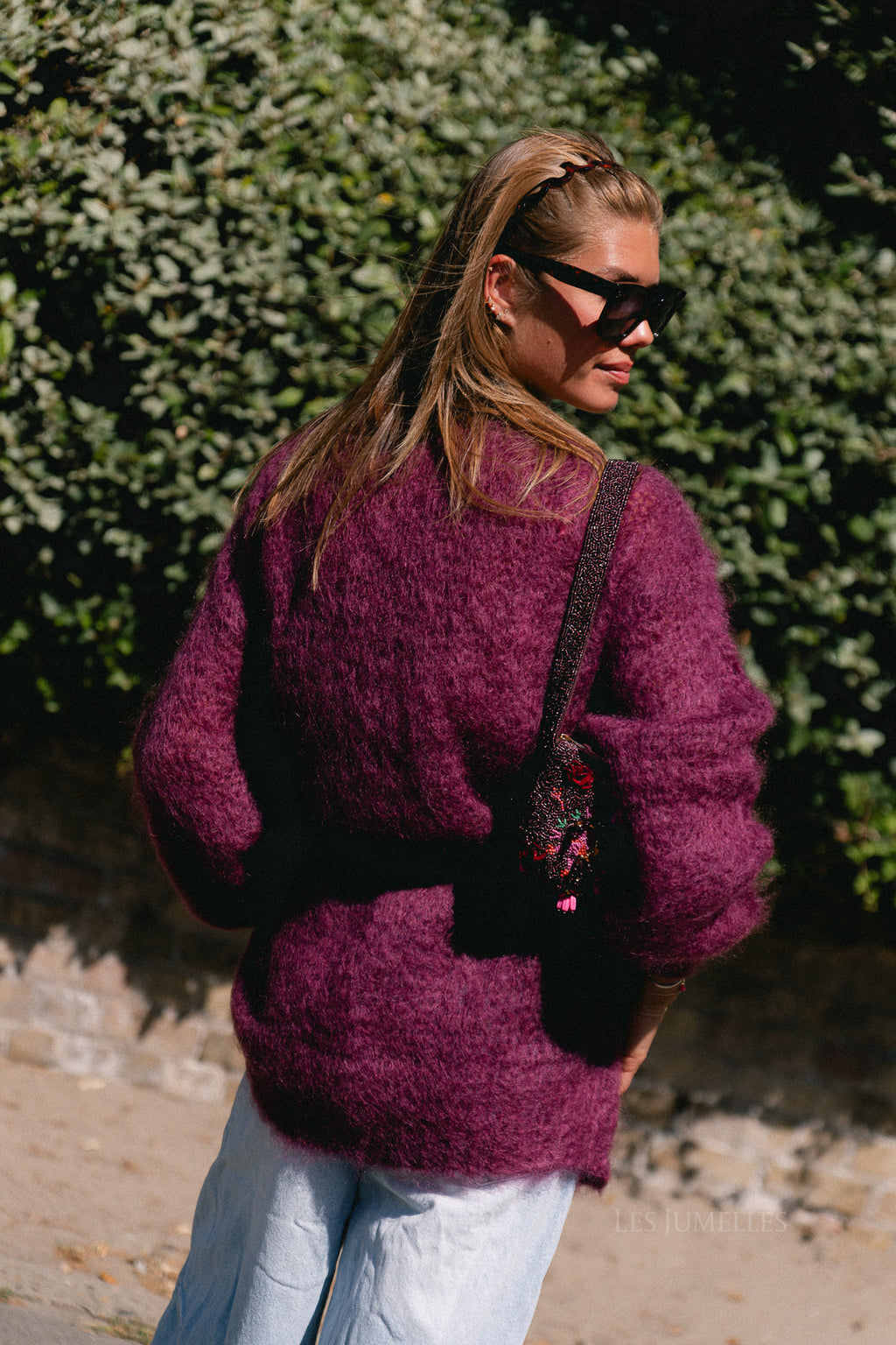 Aline LS knitted cardigan burgundy