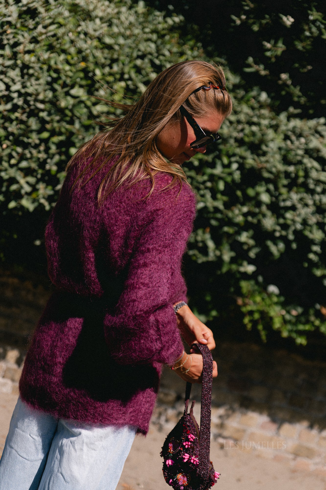 Aline LS knitted cardigan burgundy