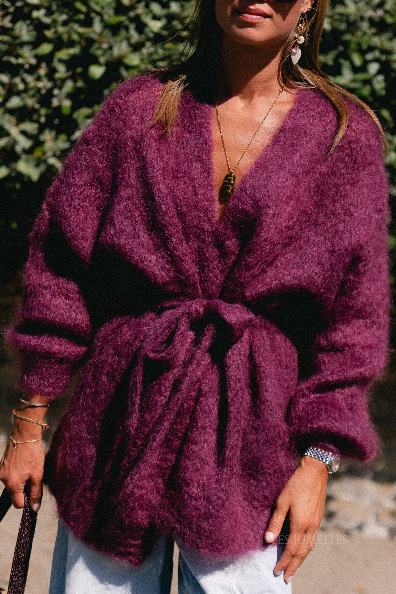 Aline LS knitted cardigan burgundy